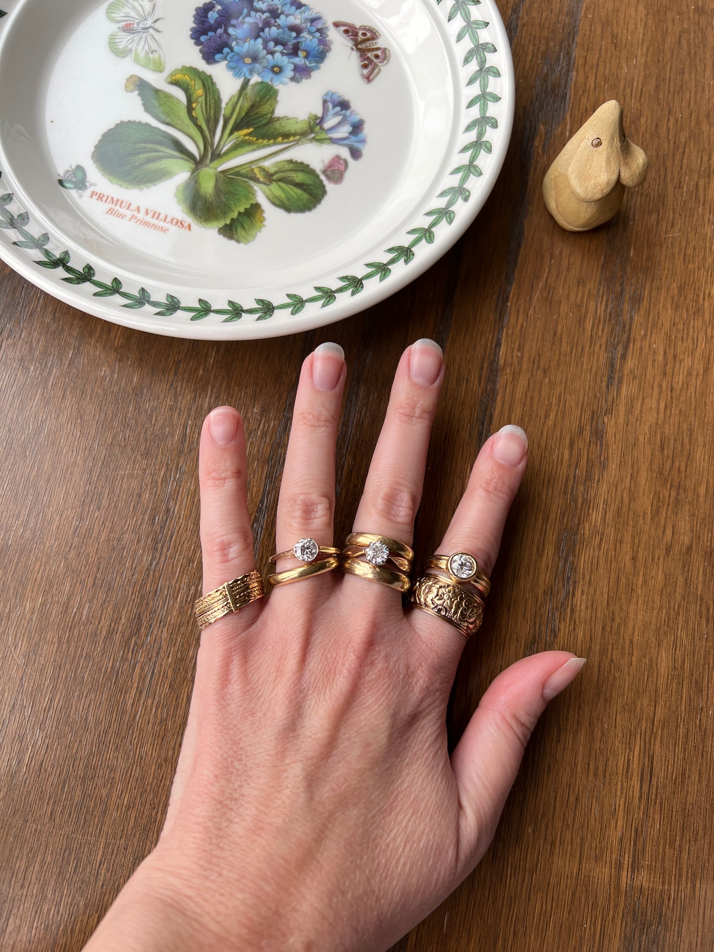 Bezel Set 1.4 Carat Old Mine Cut DIAMOND Antique Stone 18k Gold Gypsy Ring Solitaire Engagement Chunky Wide Band Stacker