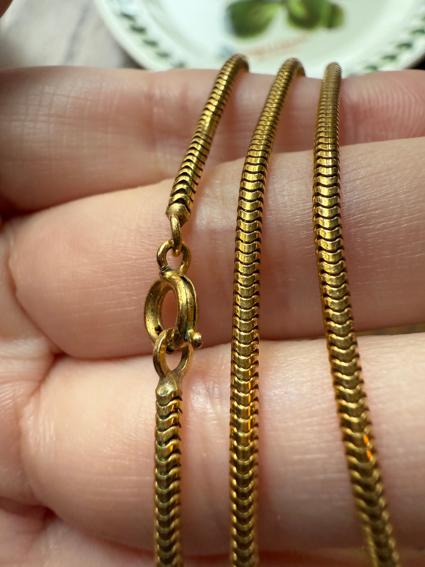 French Vintage Gold Filled Liquid Snake Tube Chain Layering Long Necklace
