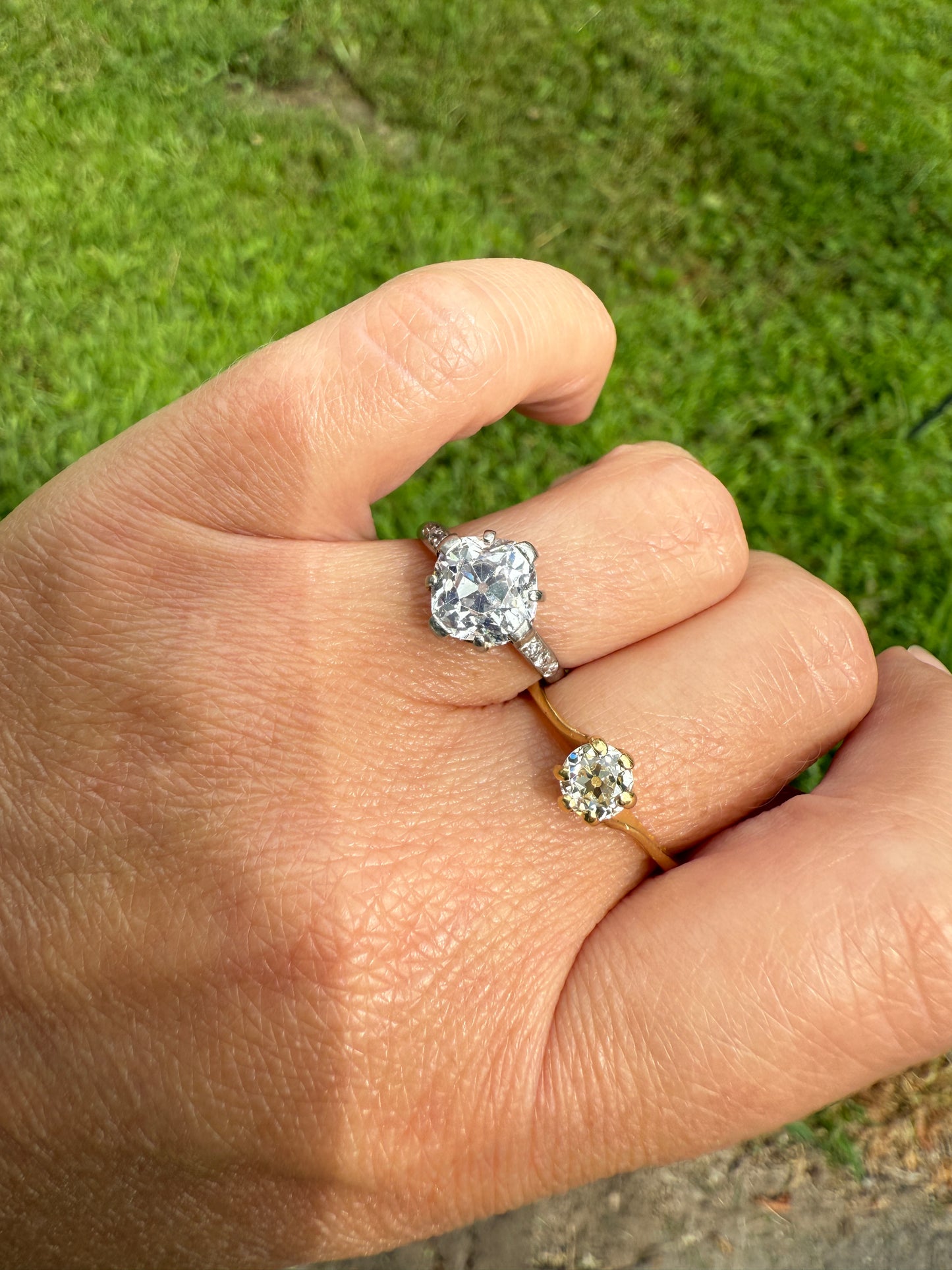 Antique .5 Carat Eye Clean Old Mine Cut Diamond 18k Gold French Swirl Setting Engagement Ring Solitaire