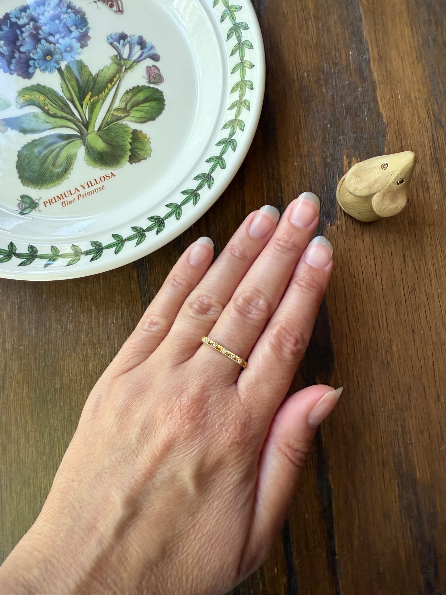 SQUARE Unique Vintage Skinny Band 18k Gold Solid Stacker Ring Geometric Single Cut Diamonds Seven Stone Skinniest Dainty Minimalist