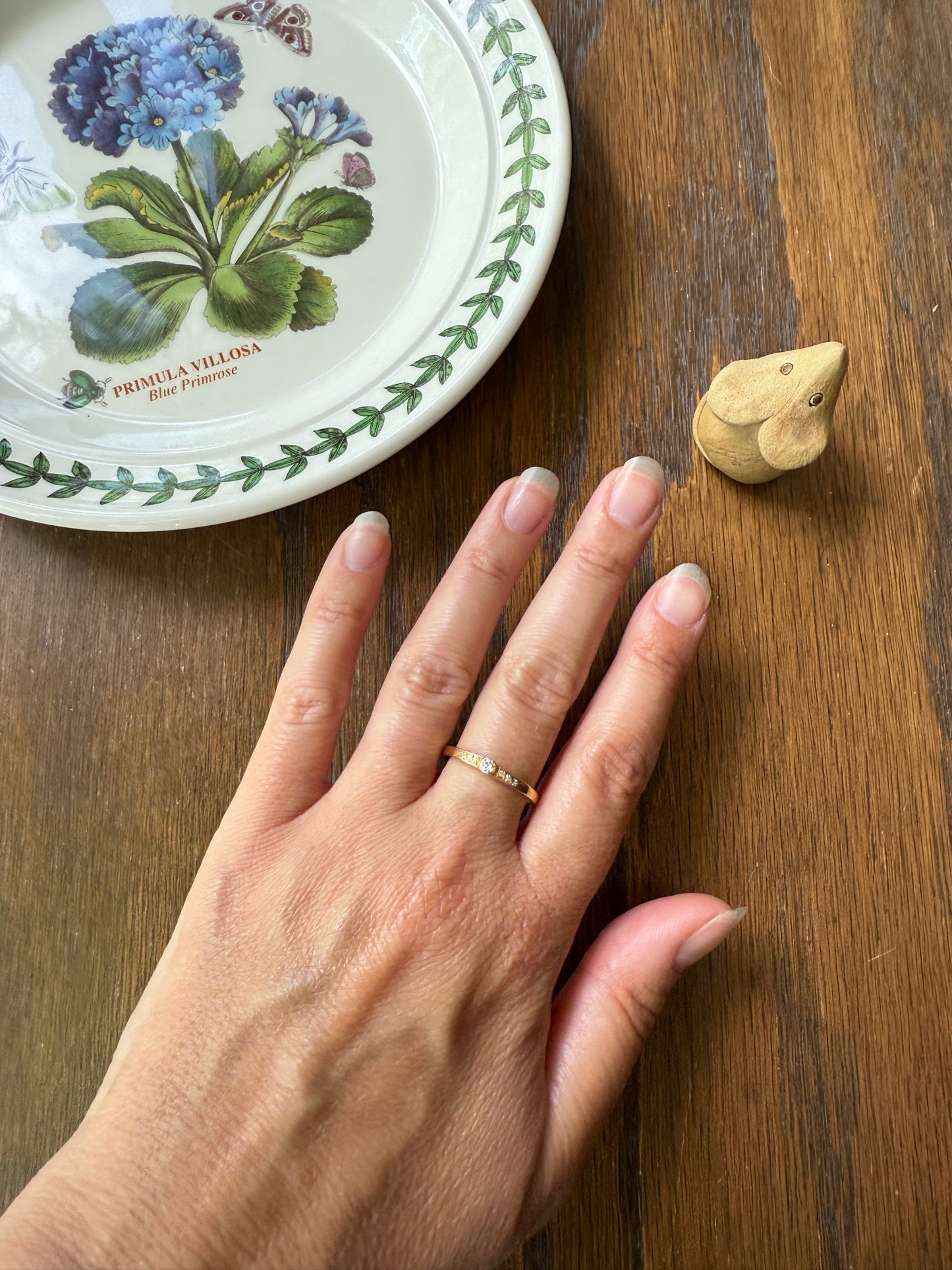 Bezel Set Vintage Skinny Band 18k Gold Solid Stacker Ring Geometric Single Cut Diamonds Seven Stone Skinniest Dainty Minimalist