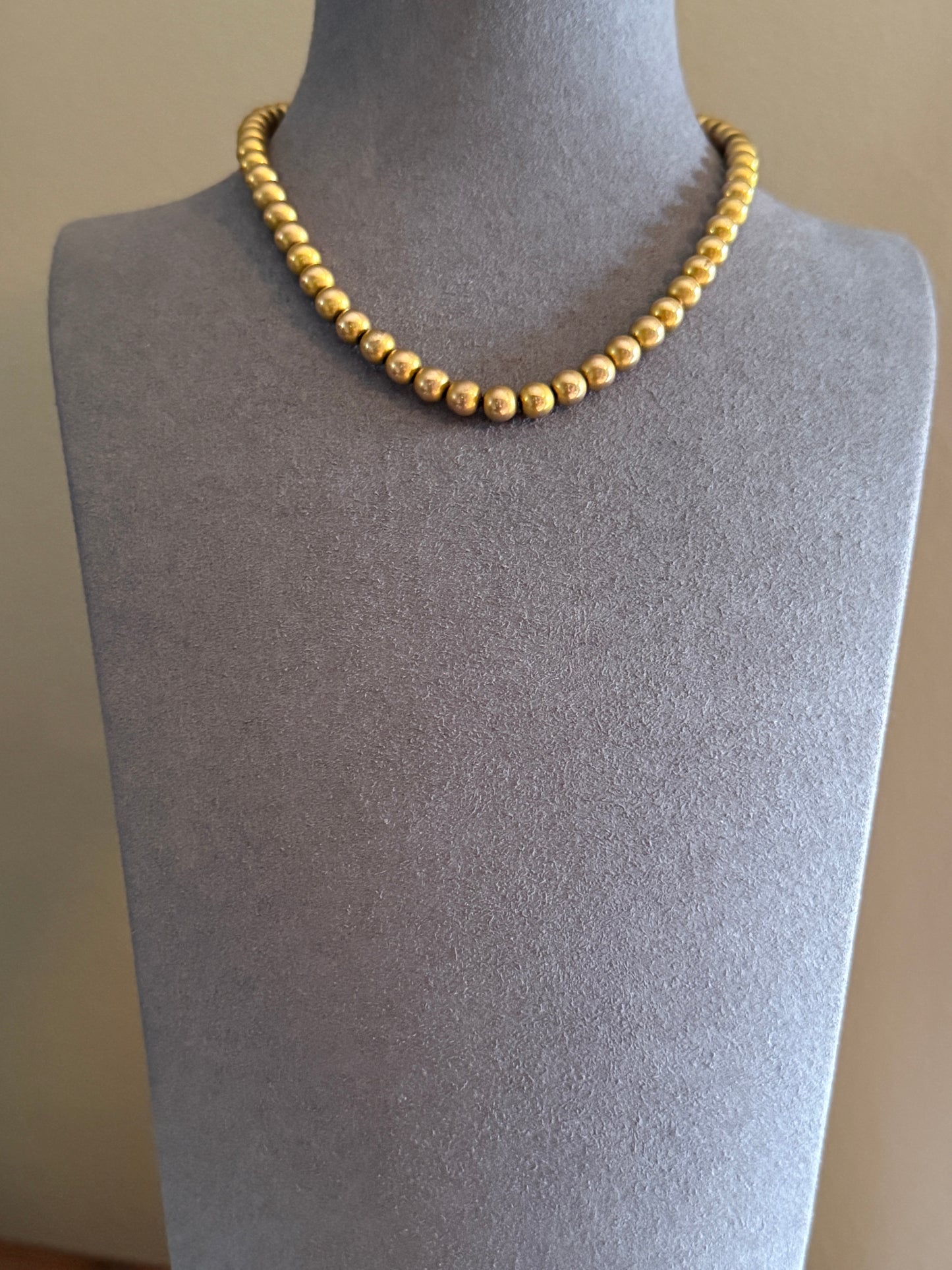 VICTORIAN Antique 14k Gold Fill BEAD Chain Necklace GF Pearl Short Choker