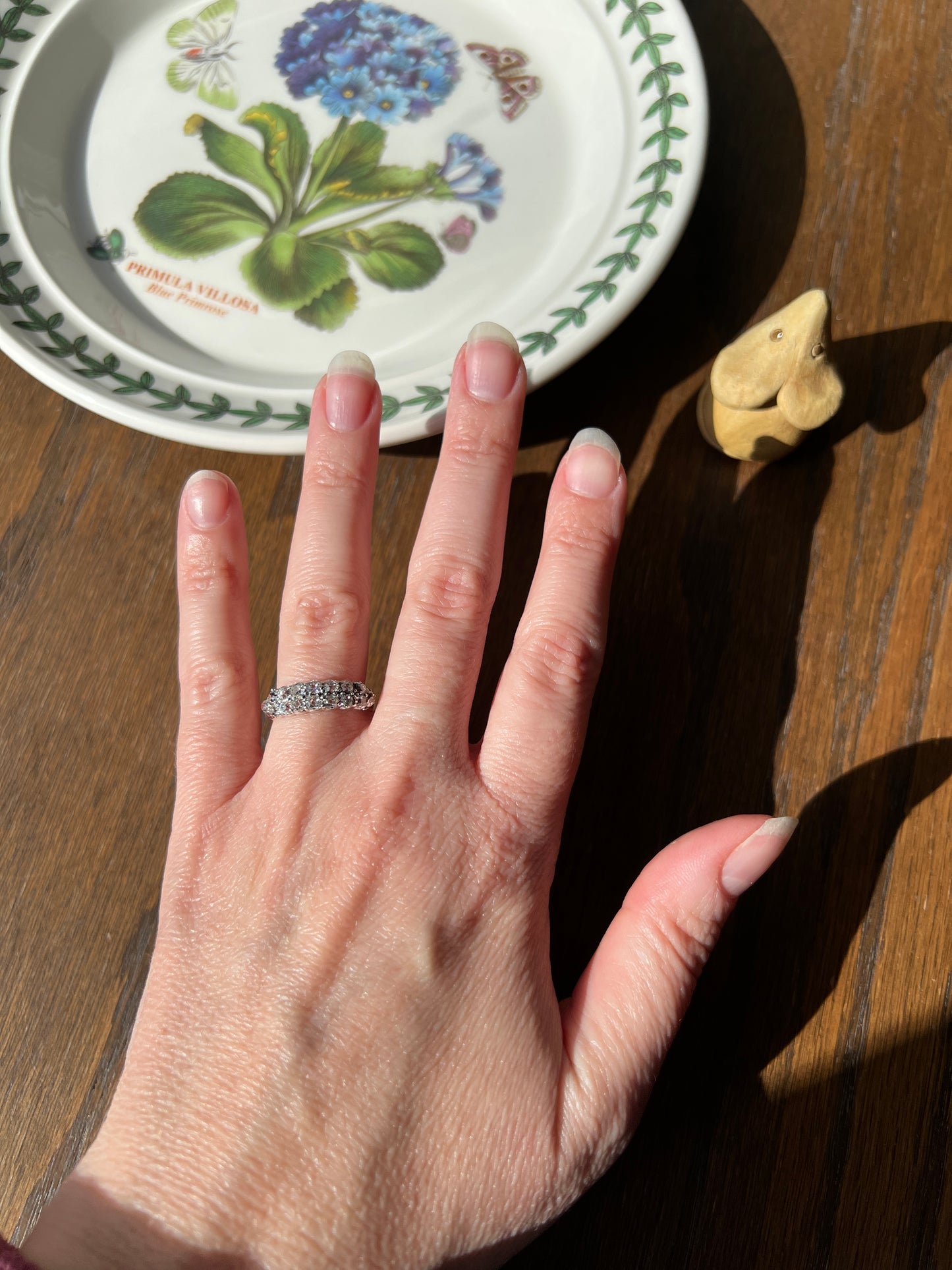 Antique 1.25 Carat Chunky Old Mine Cut DIAMOND Victorian 14k Gold Silver Double Row Ring Collet Set Band Romantic Gift Stacker 1.25ctw OMC