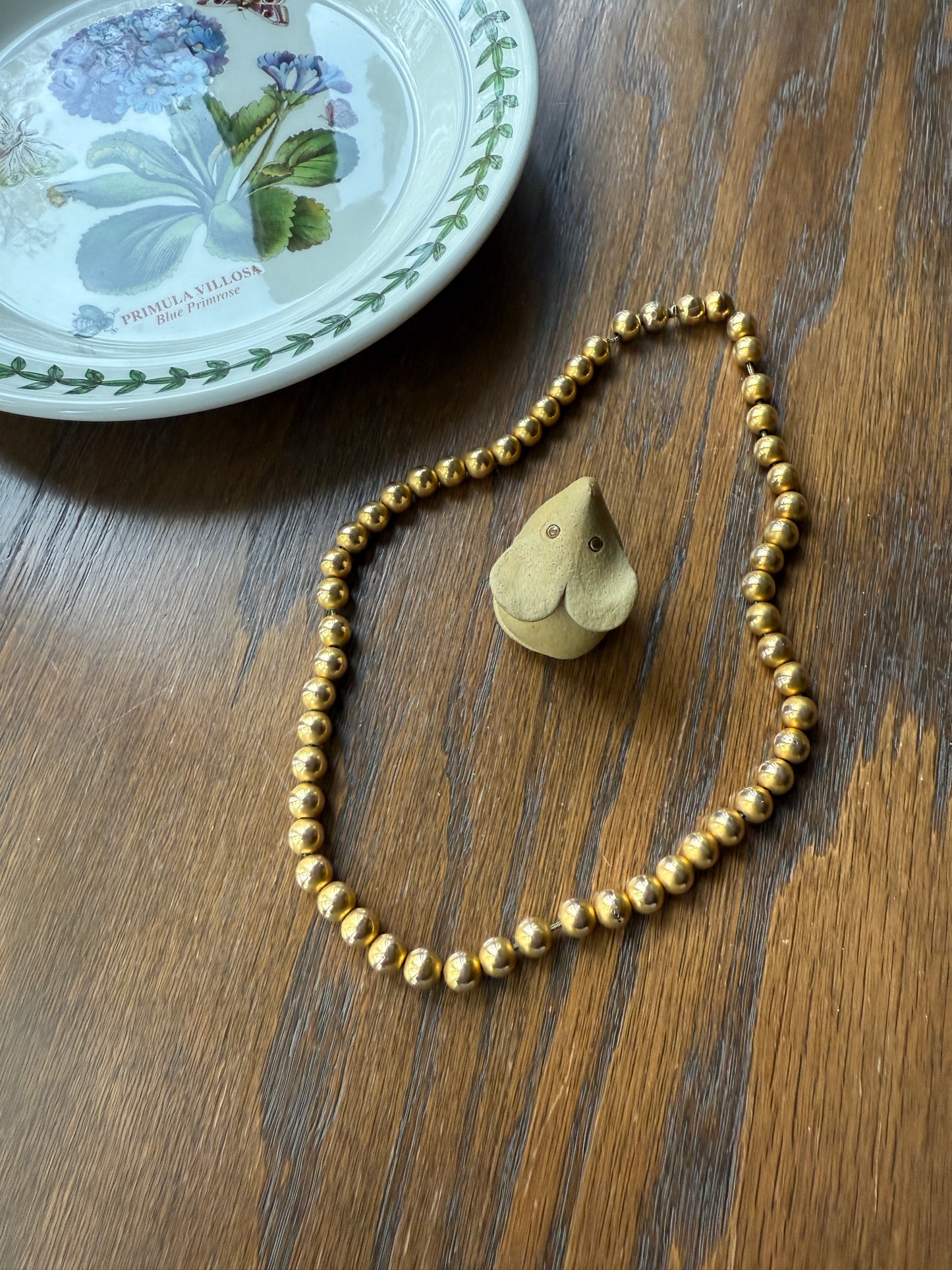 Antique Gold Fill BEAD Chain Necklace GF Pearl 16" Short Choker