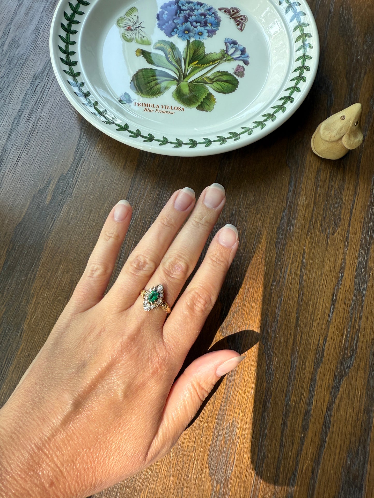 BOWS Green Spinel Rose Cut DIAMOND Cluster Halo French Antique Ring 18k Gold Victorian Art Nouveau Belle Epoque