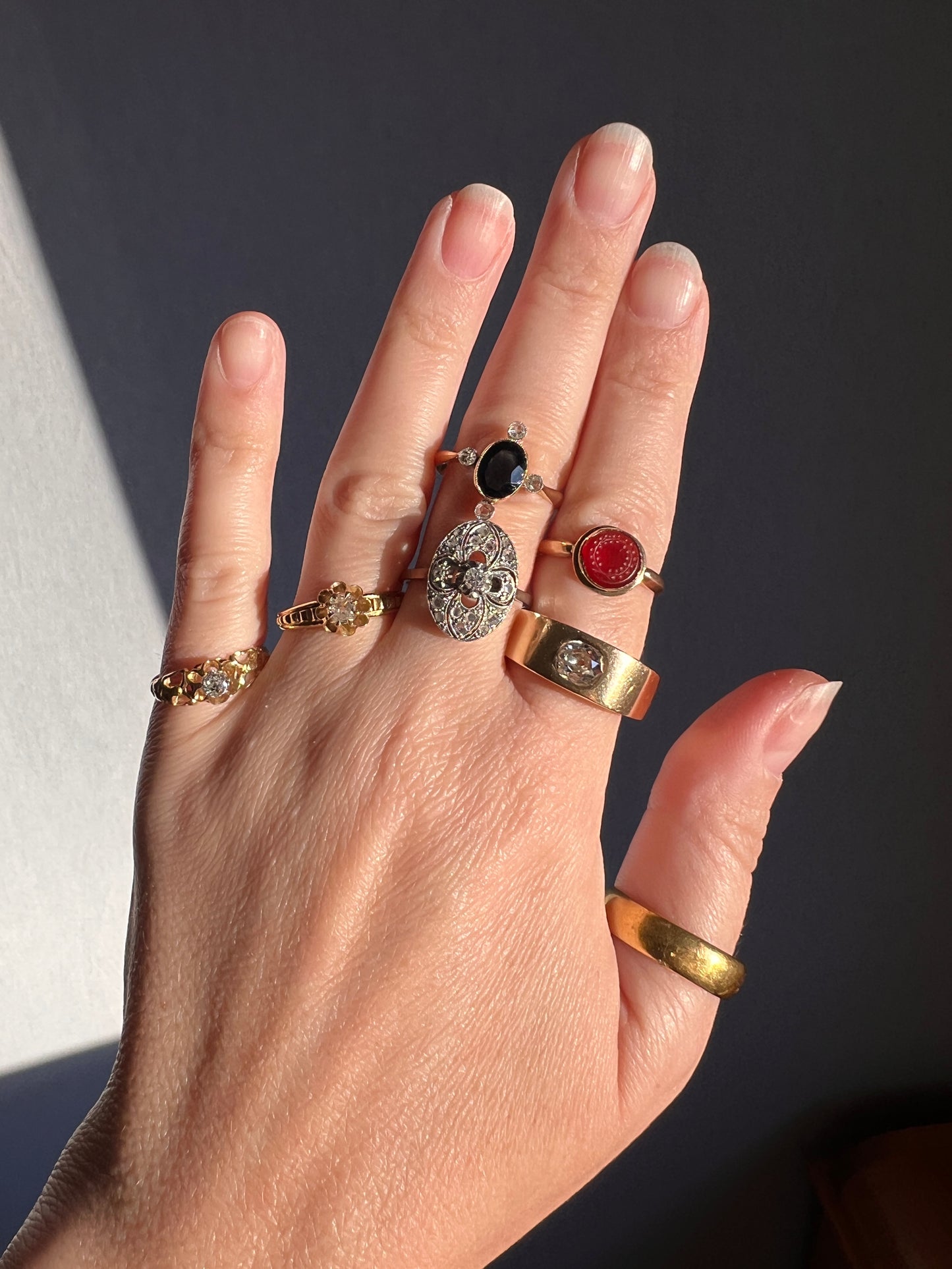 HEAVY .8 Carat Antique Eye Clean Old Mine Cut DIAMOND French Vintage 13g 18k Gold Gypsy Band Ring Solitaire Gift Stacker Chunky Unisex Man