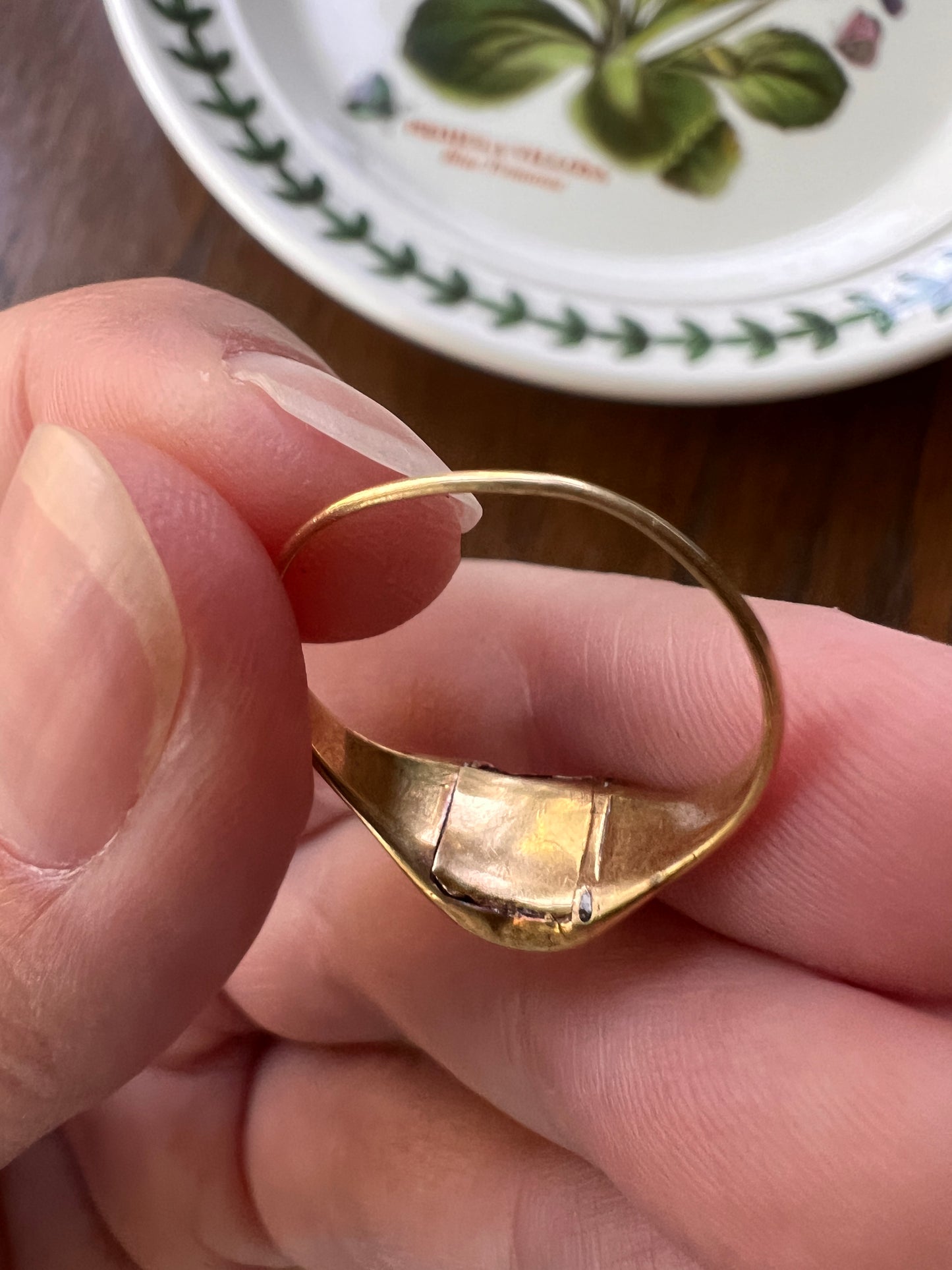 LOCKET Back Ring 18k Gold Quartz Rock Crystal Beveled Frame French Antique Georgian OPENS Hinged Compartment