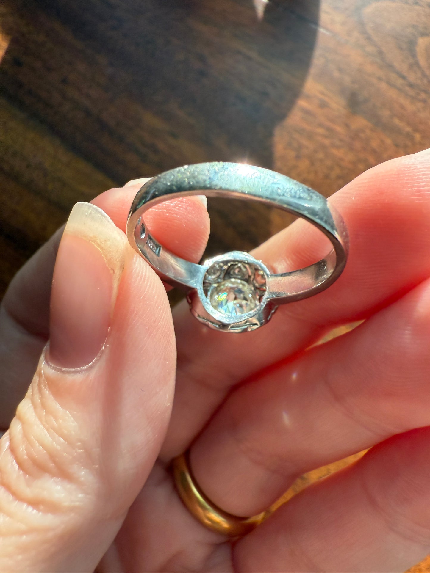 Vintage 1 Carat Tdw Antique Old European Cut Diamonds 18k White Gold Ring Scandinavian Domed Ornate Cluster Ring Art Deco Edwardian Style