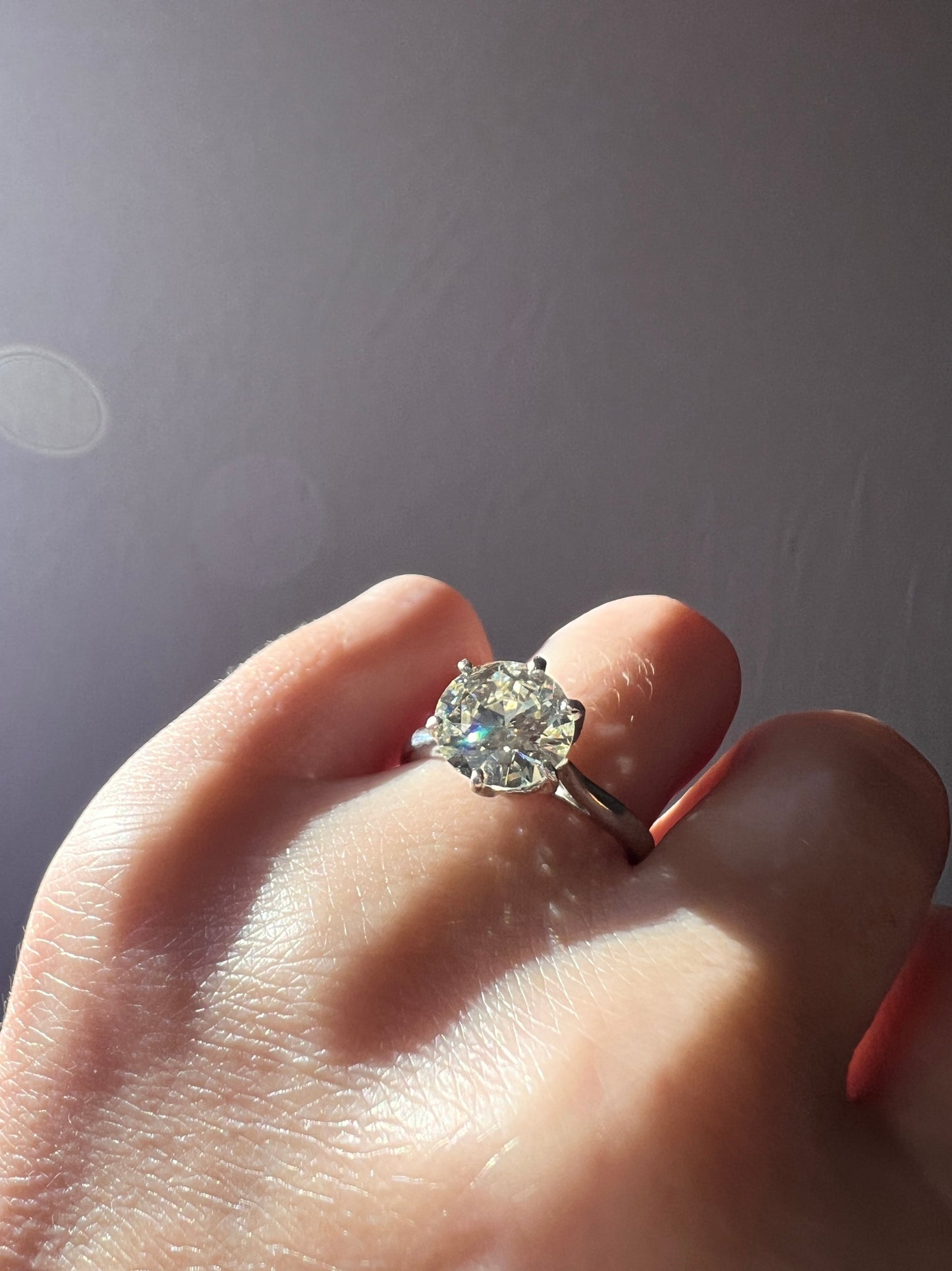 Exceptional French Vintage to Antique 2.3 CARAT Transitional Cut DIAMOND Eye Clean Solitaire Engagement Ring 18k White Gold Fiery Stacker