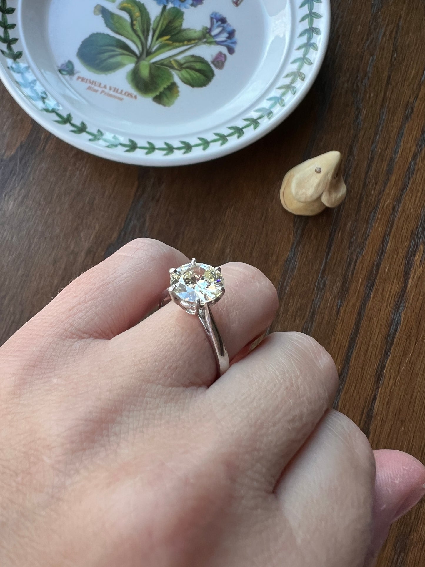 Exceptional French Vintage to Antique 2.3 CARAT Transitional Cut DIAMOND Eye Clean Solitaire Engagement Ring 18k White Gold Fiery Stacker