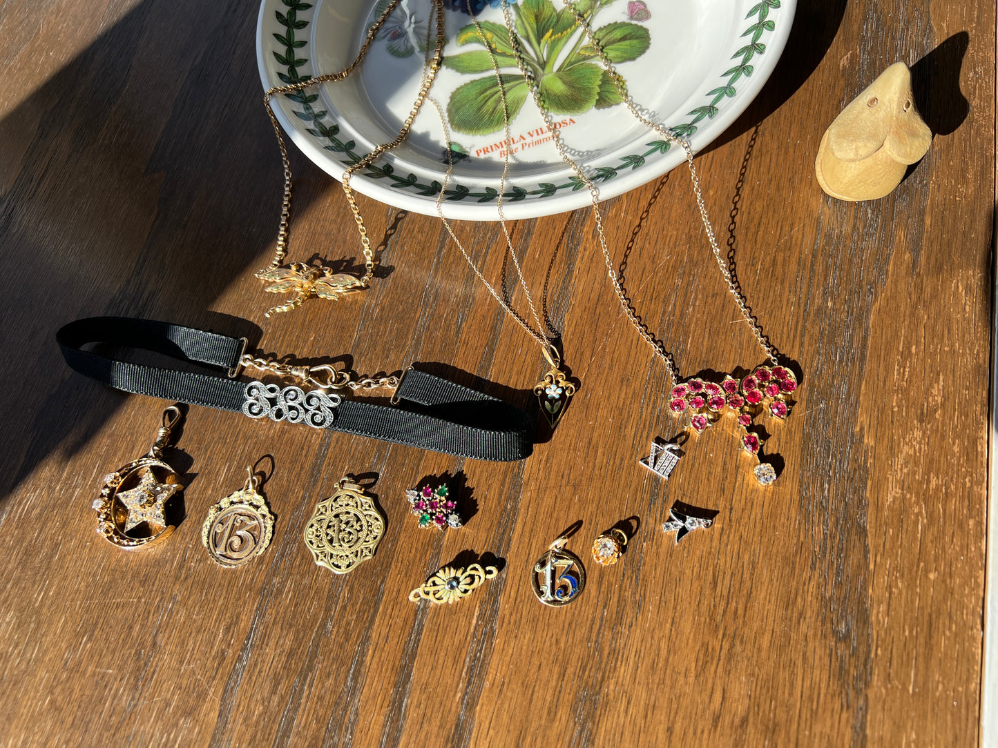 Antique Old Mine Cut DIAMOND MONOGRAM Choker L S L Initials Letter 14k Gold Platinum Slide Pendant Edwardian Ooak