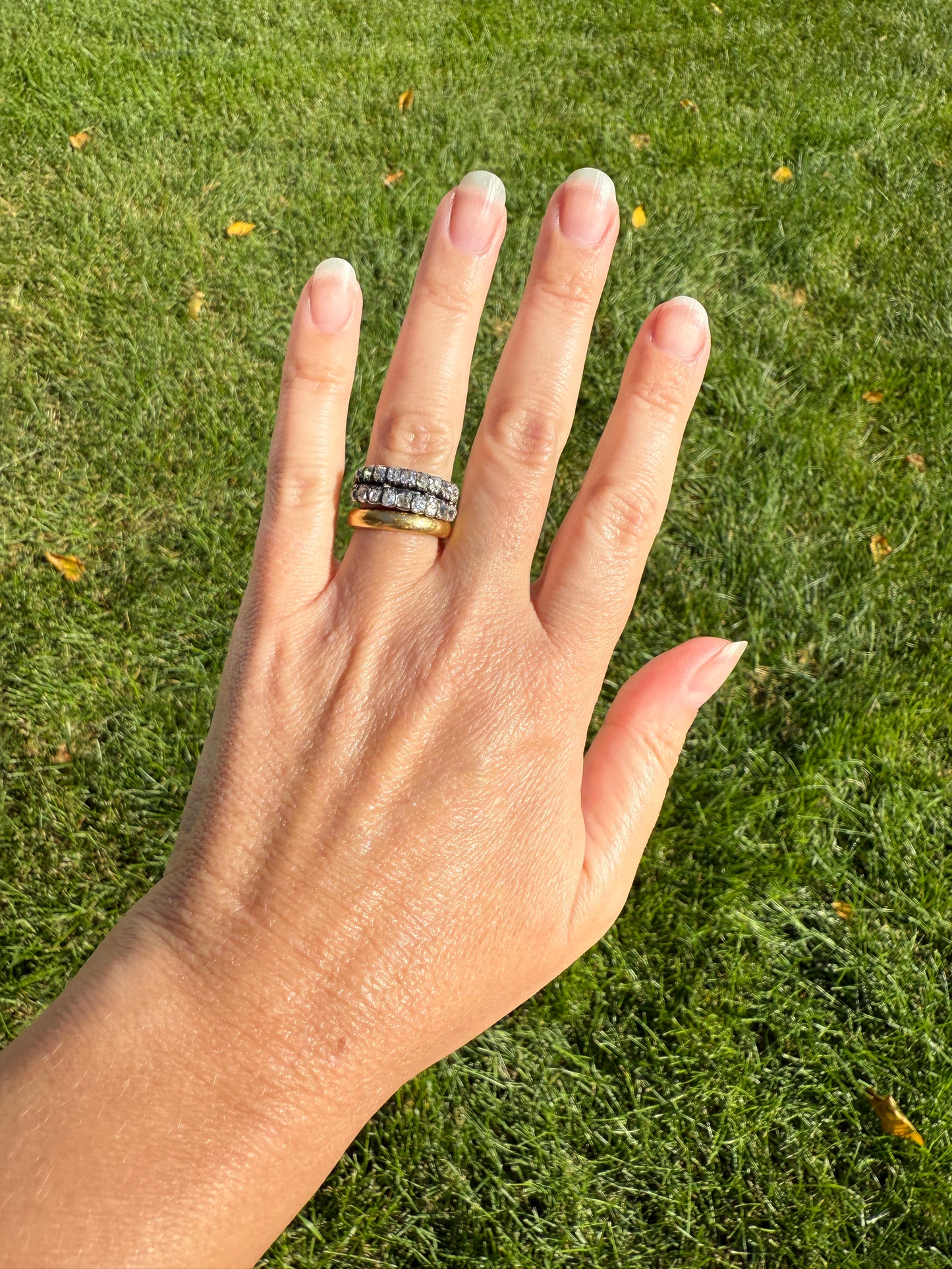 Antique 1.25 Carat Chunky Old Mine Cut DIAMOND Georgian 10k Gold Half Hoop Cigar Band Double Row Ring