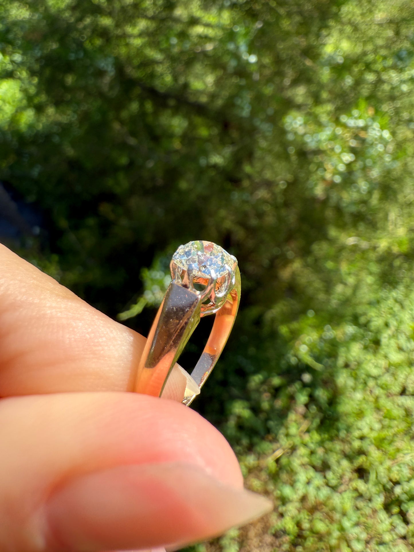 Classic Antique .75 Carat Eye Clean Old Mine Cut Diamond 18k Rosy Gold French Victorian Engagement Ring Solitaire Band Stacker