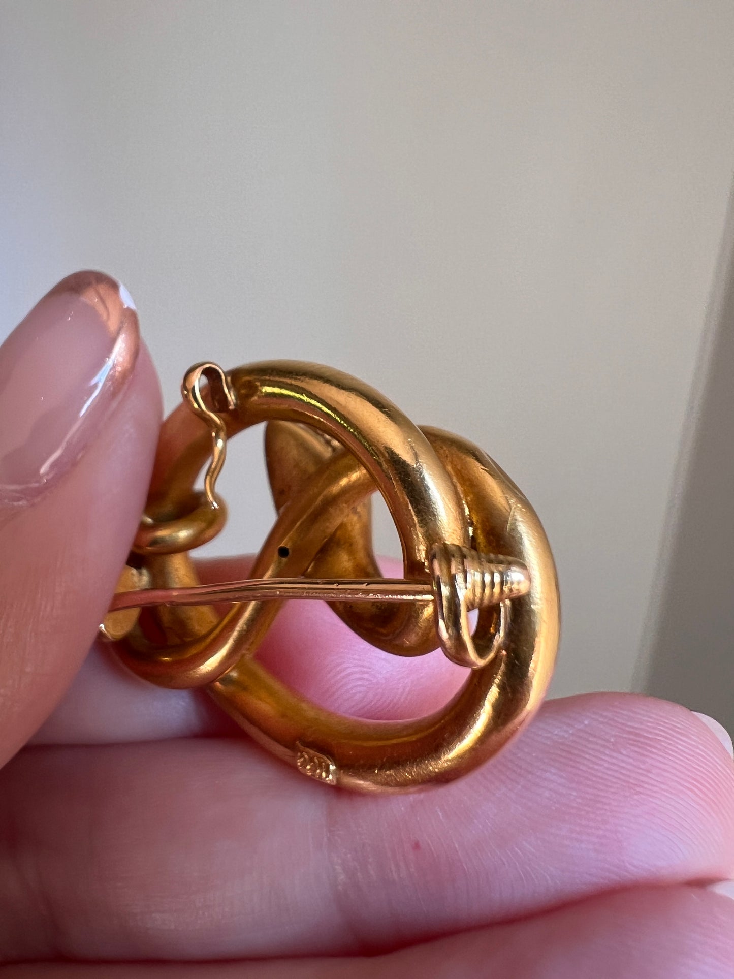 Smiling SNAKE XL Victorian Antique Figural TEETH! 7.5g 18k Gold Solid Brooch or Pendant Holder Connector Sapphire Head Ruby Eyes
