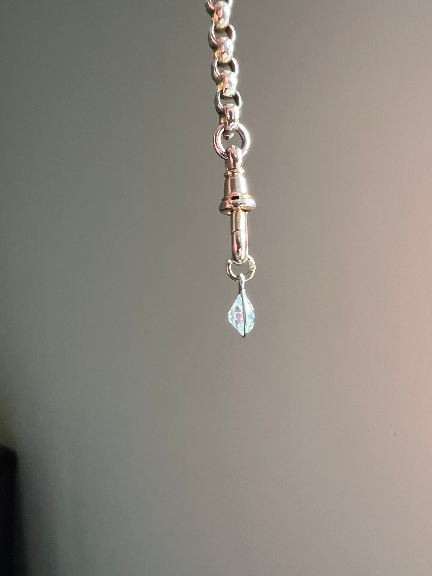 Antique .54 Carat PEAR Natural Old Mine Cut DIAMOND Chunky Dangle Pendant 18k White Gold 9k YG Loop Minimalist Bracelet Necklace Charm