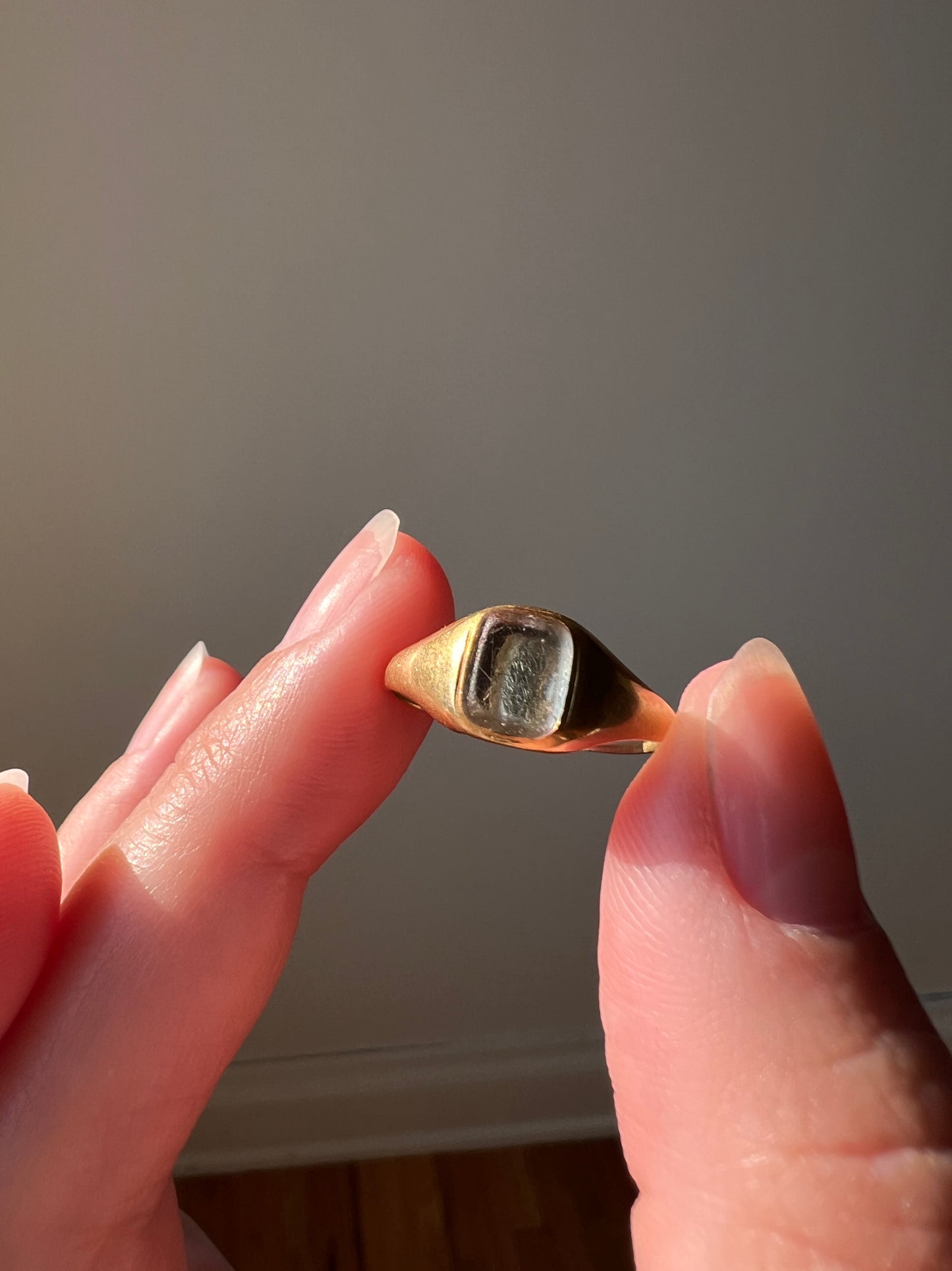 LOCKET Back Ring 18k Gold Quartz Rock Crystal Beveled Frame French Antique Georgian OPENS Hinged Compartment