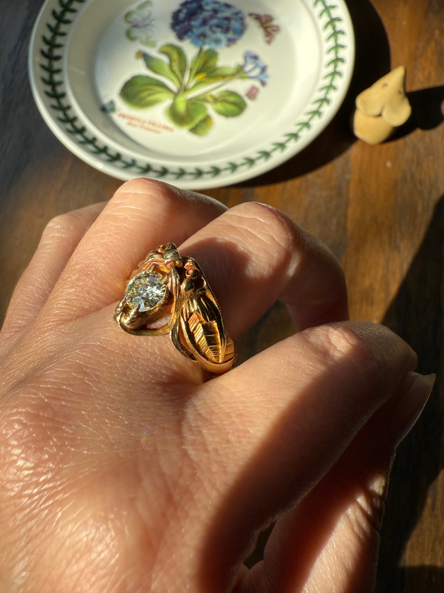DRAGON Heavy Antique 1 Carat Old European Cut Diamond Figural Ring 12.6g 18k Gold Solid Gargoyle Chimera Belle Epoque Art Nouveau Unisex OEC