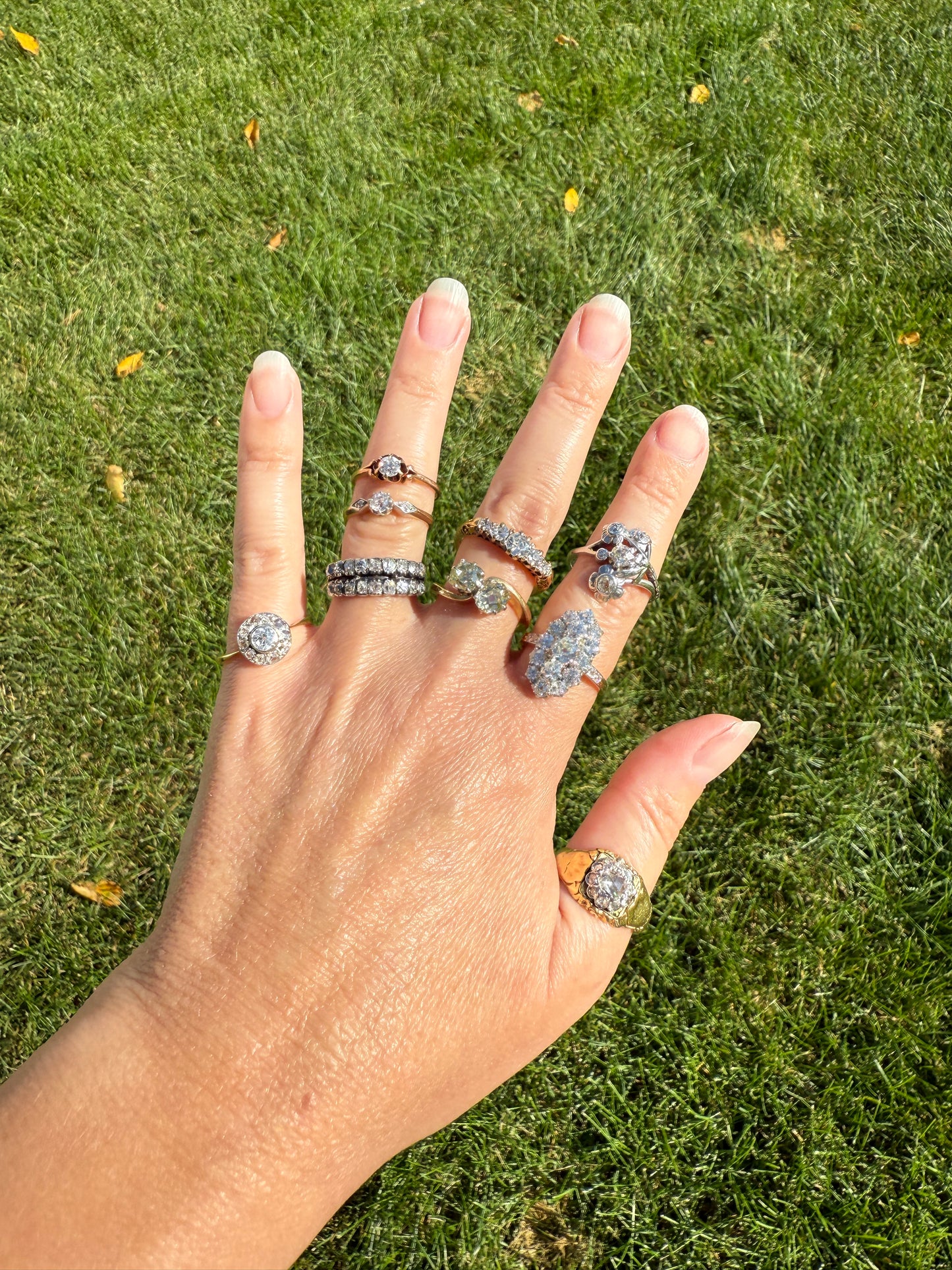 Antique Toi et Moi 2.1 CARAT Old Mine Cut DIAMOND Fancy Light Yellow Chunky 2 Stone Ring 18k Gold Angled Swirl Band Stacker c1901 Victorian