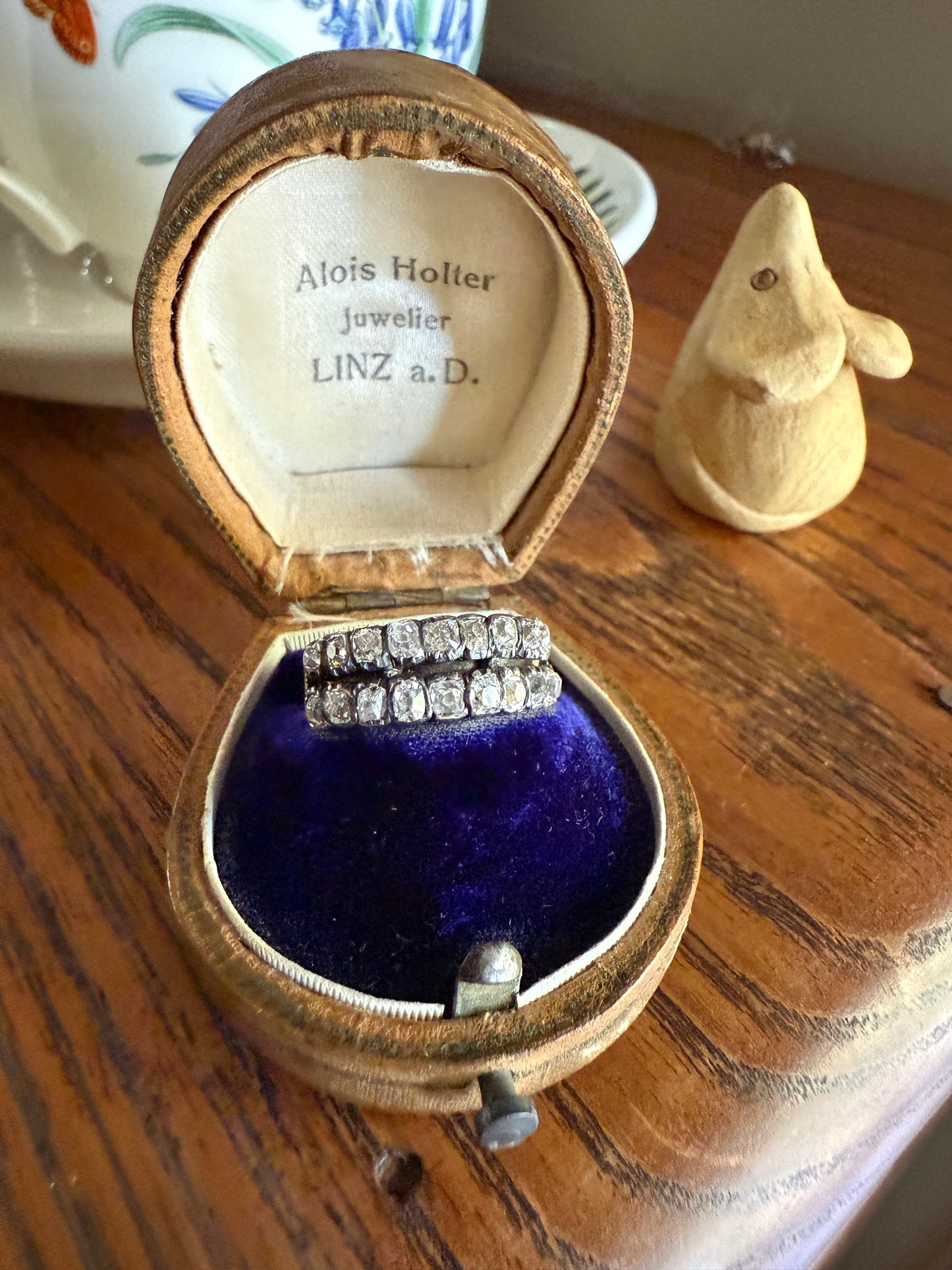 Antique 1.25 Carat Chunky Old Mine Cut DIAMOND Georgian 10k Gold Half Hoop Cigar Band Double Row Ring