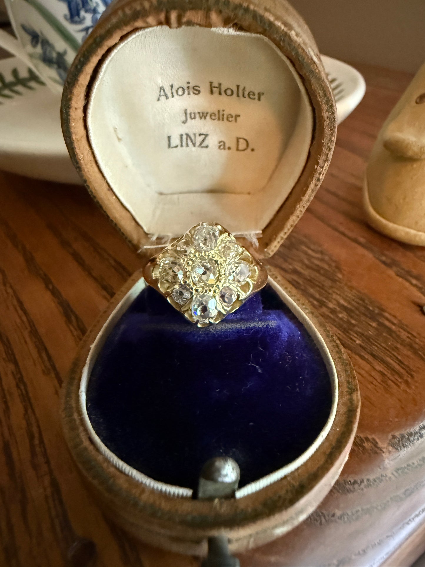 CHUNKY 1.2 Carat Old Mine Cut DIAMOND Cluster Ring 15k Gold Delicious Pale Yellow Nine Stone Cruciform Halo Belcher Buttercup 1.2Ctw OMC