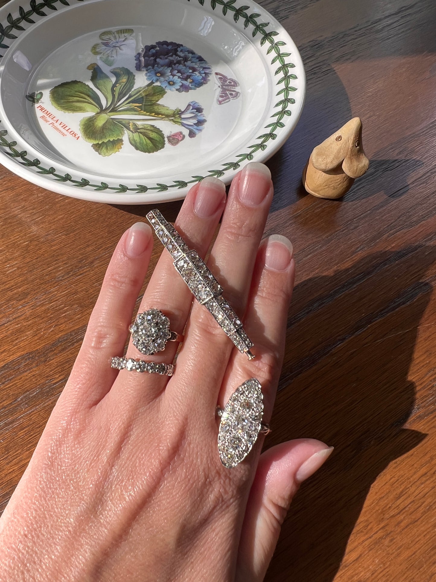 My Best ANTIQUE 2.15 Carat 11 Old Mine Cut DIAMOND Daisy Cluster Ring 18k Rose Gold & PLATiNUM Belle Epoque Oval