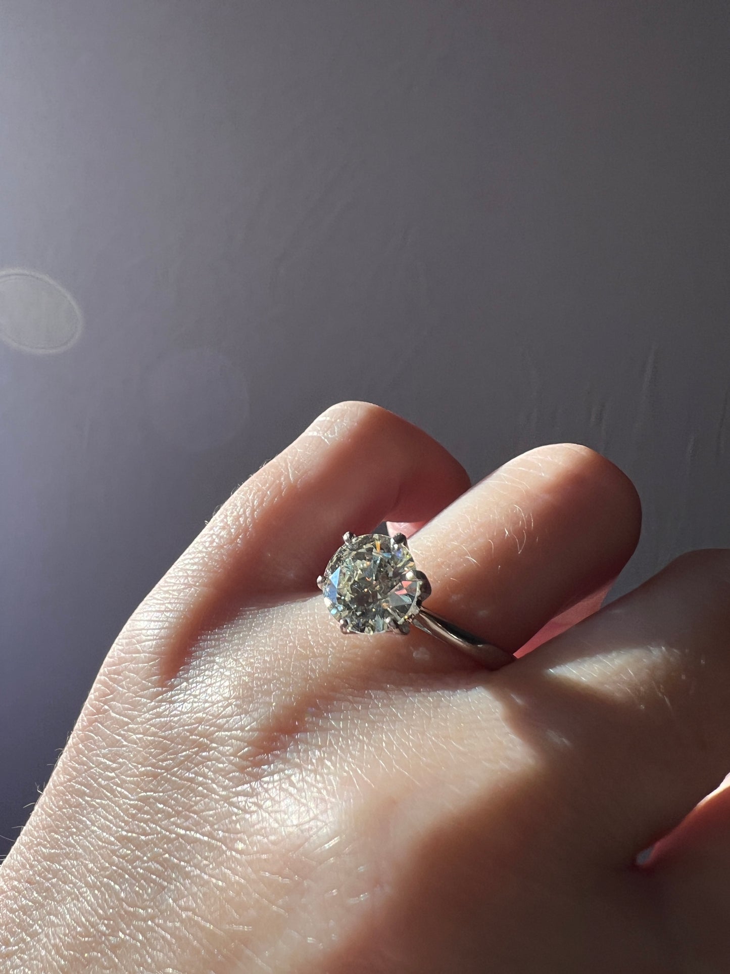 Exceptional French Vintage to Antique 2.3 CARAT Transitional Cut DIAMOND Eye Clean Solitaire Engagement Ring 18k White Gold Fiery Stacker
