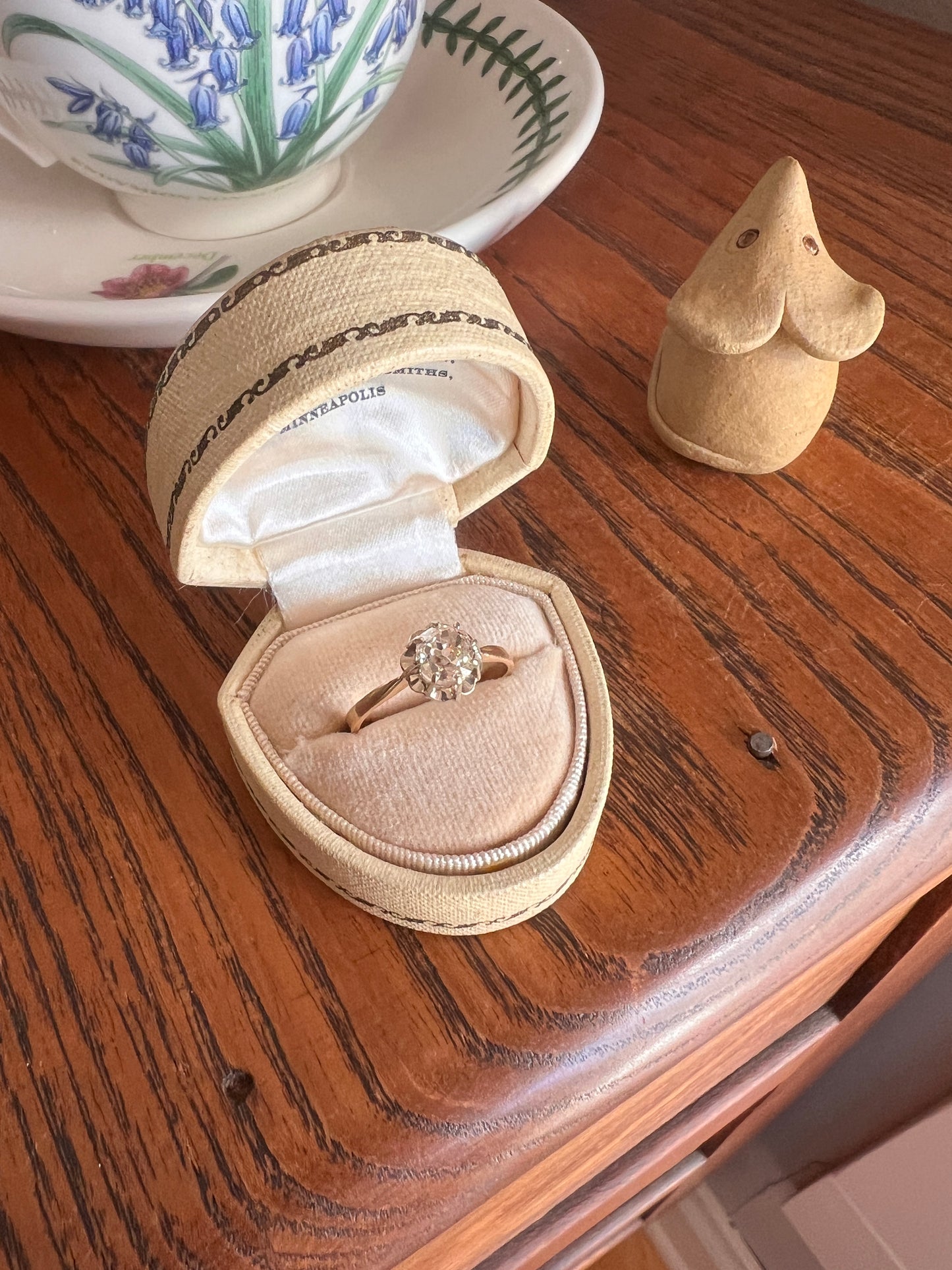 Old Mine Cut DIAMOND Solitaire Ring .9 Carat Eye Clean French Edwardian Antique Engagement Ring 18k Gold Illusion