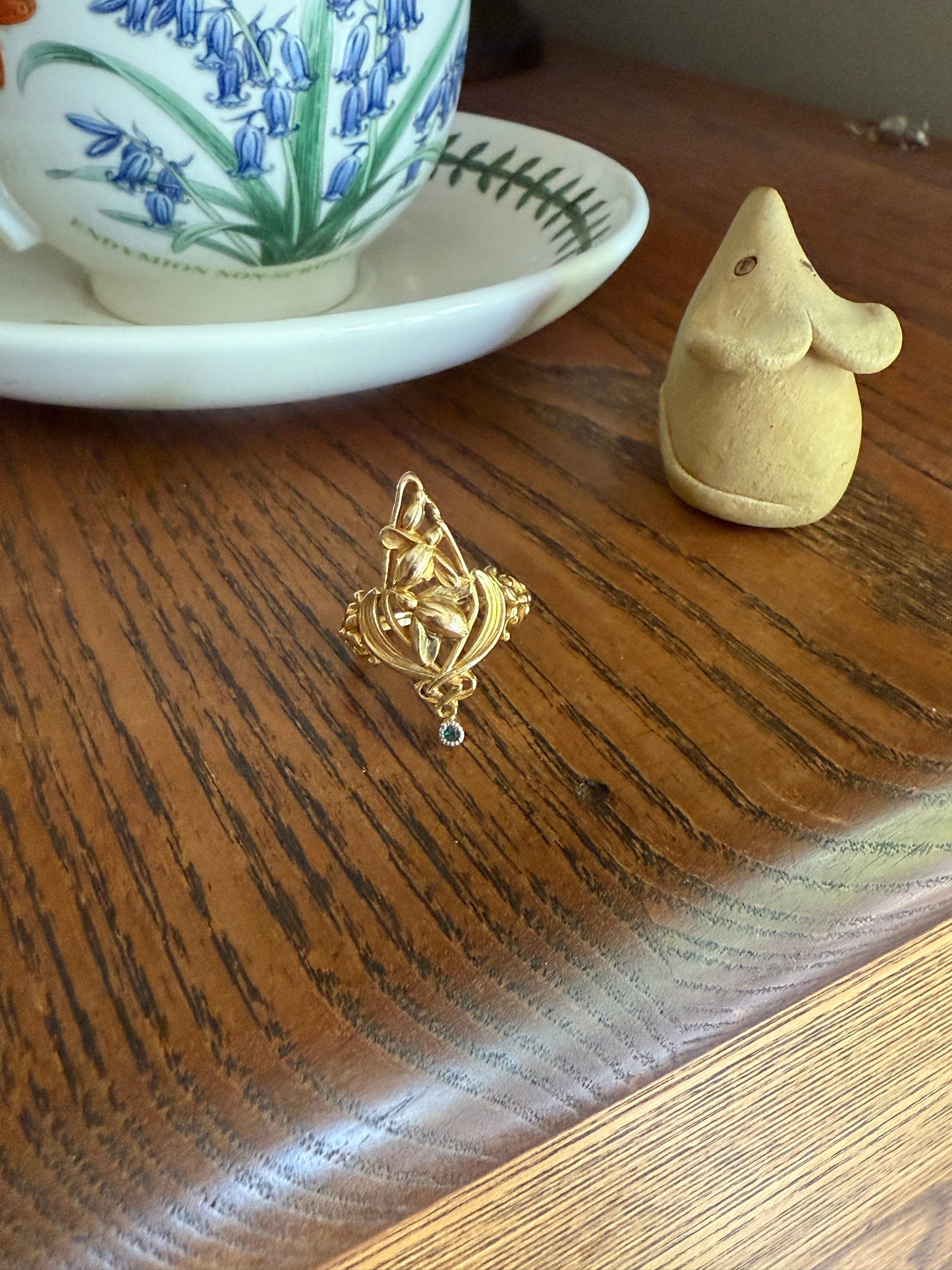 Delicious Floral French Art NOUVEAU Antique Belle Epoque Rose SWIRL Whiplash 18k Gold Ring Large 1.1"