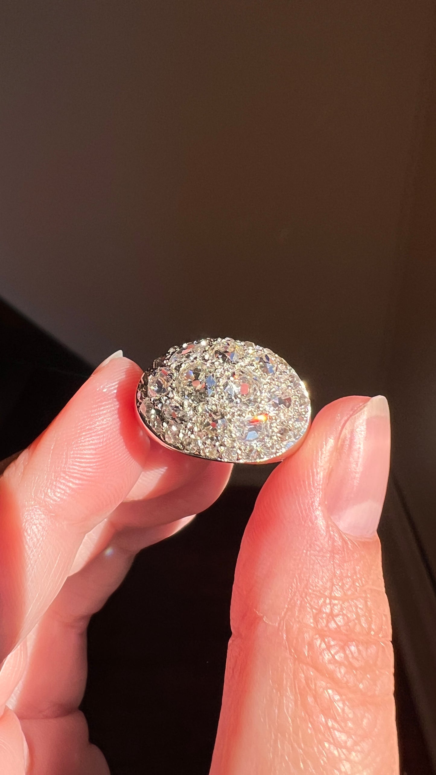 DOMED Vintage Pave 2.75 Carat Antique Old Mine Cut DIAMOND Cobblestone Encrusted Cluster Oval Ring