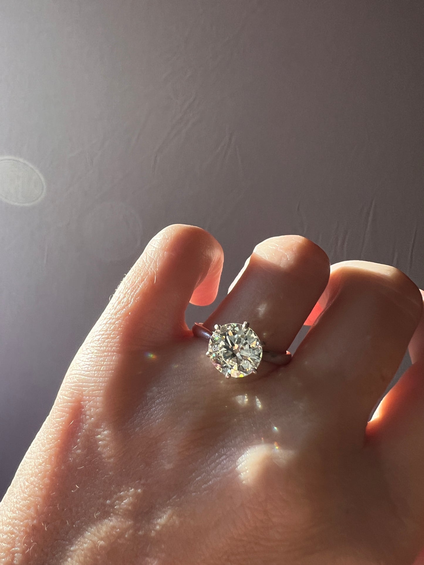 Exceptional French Vintage to Antique 2.3 CARAT Transitional Cut DIAMOND Eye Clean Solitaire Engagement Ring 18k White Gold Fiery Stacker