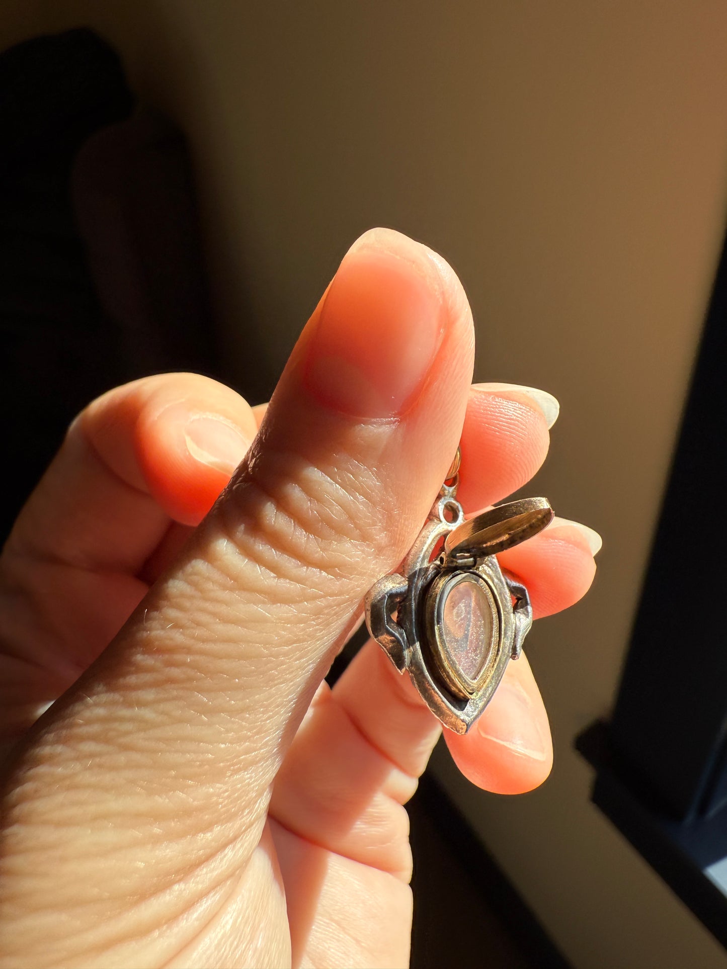 GEORGIAN Antique Bowed HEART Garland Halo Locket Back Pendant 10k Gold Silver Moonstone Rose Cut DIAMOND Magnifier Gift Figural