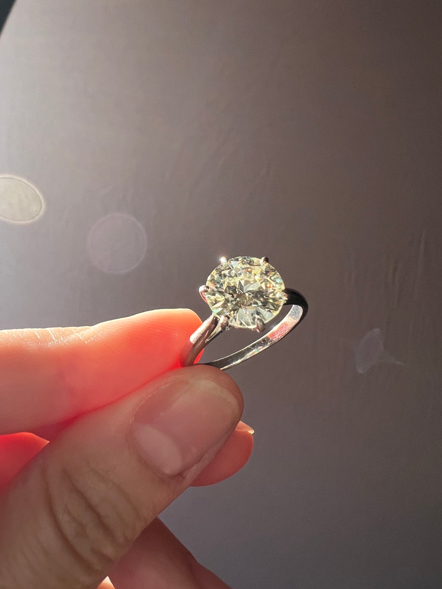 Exceptional French Vintage to Antique 2.3 CARAT Transitional Cut DIAMOND Eye Clean Solitaire Engagement Ring 18k White Gold Fiery Stacker