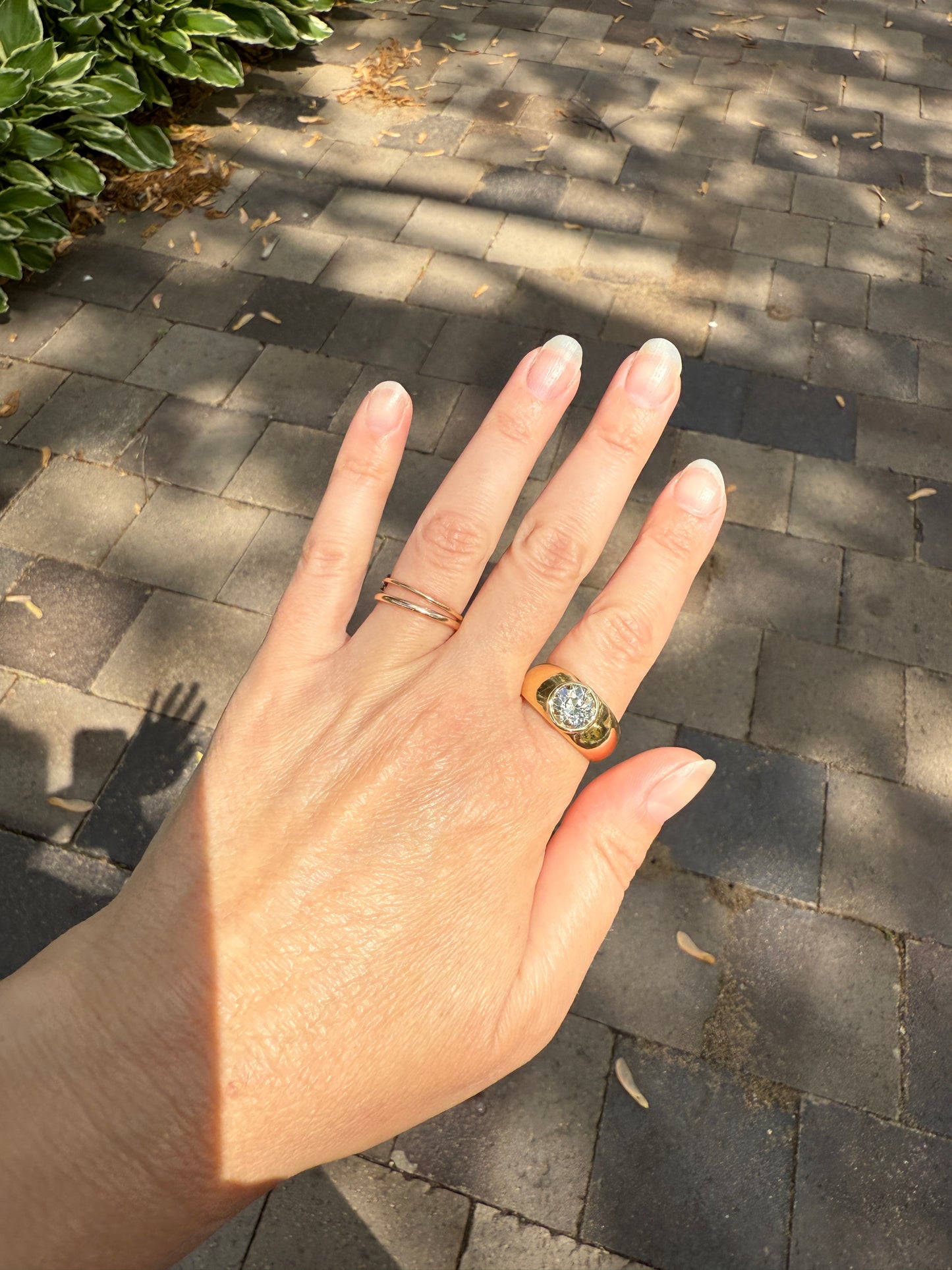 Eye Clean 2.3 Carat Old Mine Cut DIAMOND Antique Stone 18k Gold Vintage Unisex Gypsy Ring Solitaire Chunky Wide Band