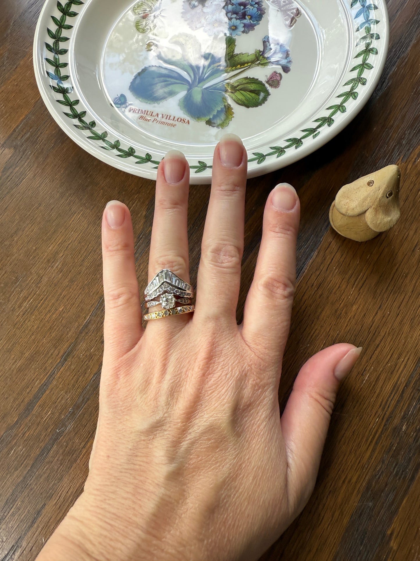Chevron TIARA 1.5 Carat Baguette Brilliant Cut Diamonds French 8.5g PLATINUM Vintage V Ring Stacker Band Chunky