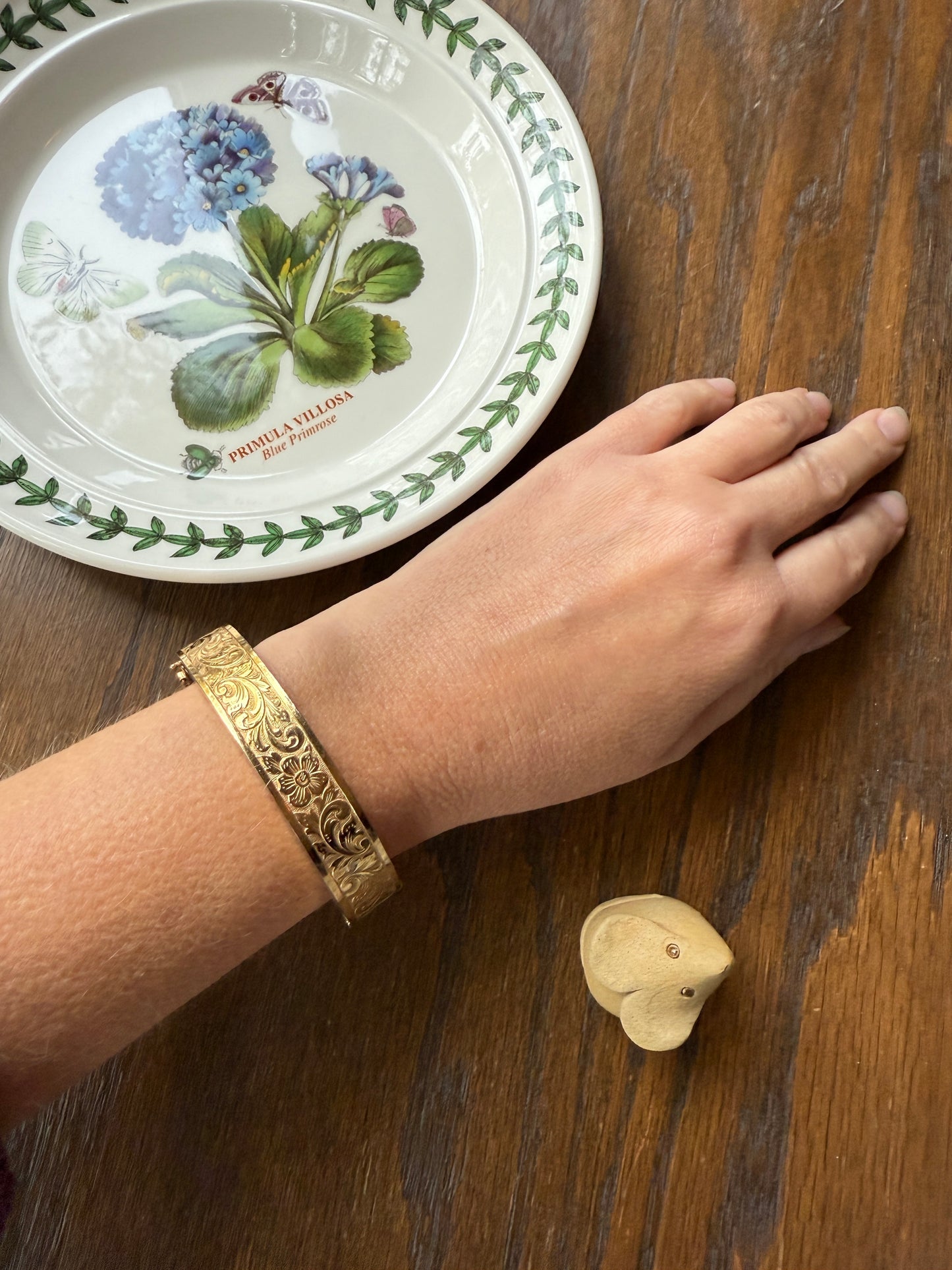 French Vintage to Antique FLORAL Gold Filled Bracelet Hinged Bangle