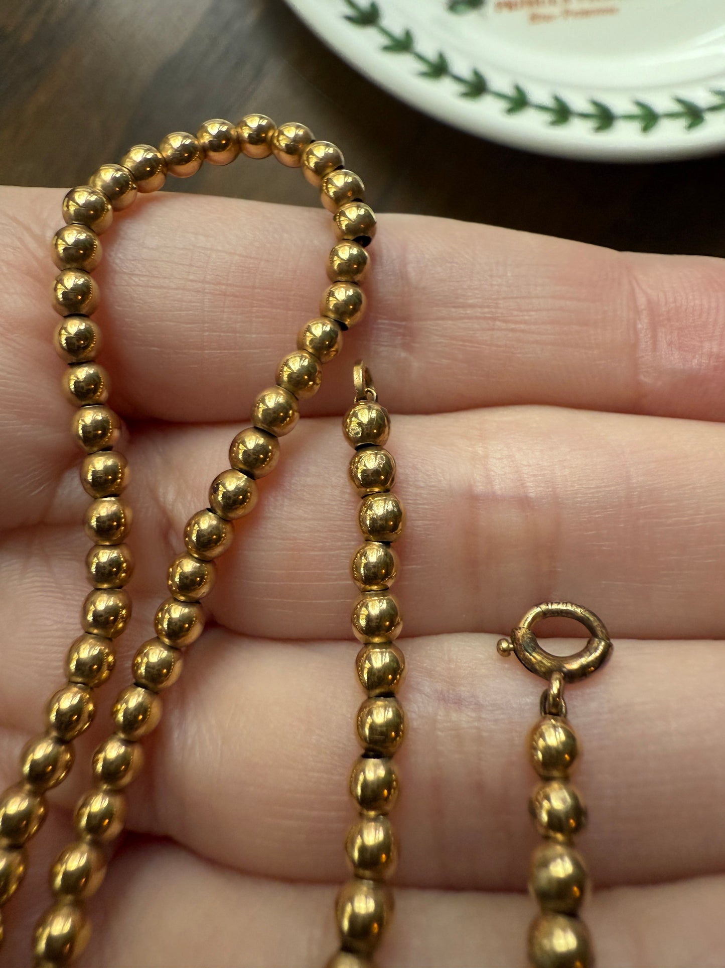 Vintage Mini Gold Filled Bead Pearl Chain Bracelet or Extender / Connector