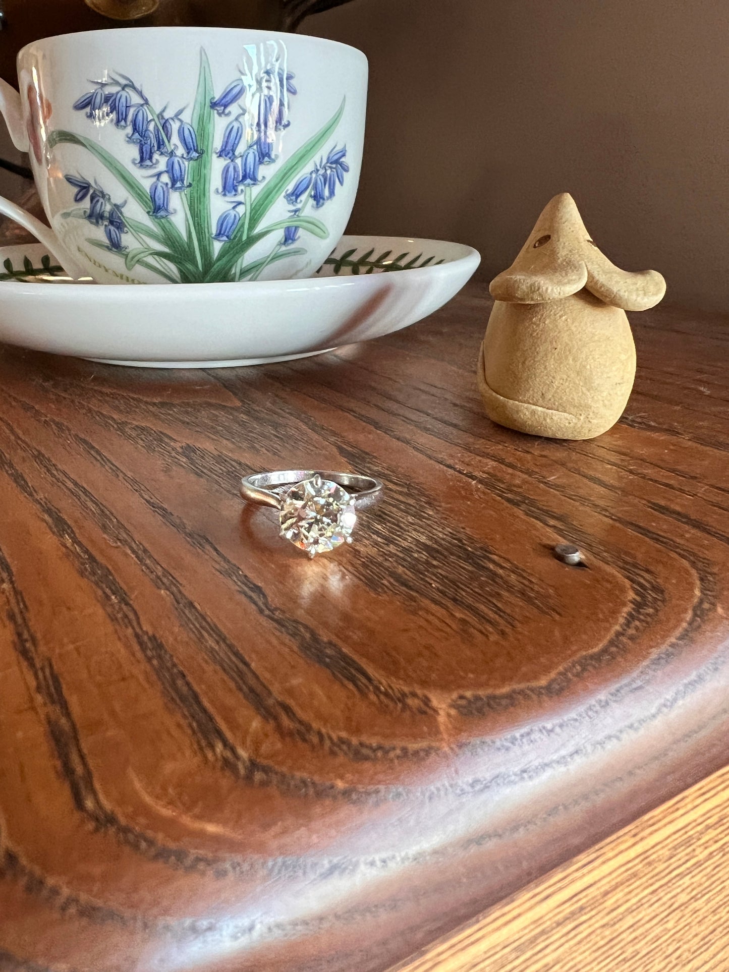 Exceptional French Vintage to Antique 2.3 CARAT Transitional Cut DIAMOND Eye Clean Solitaire Engagement Ring 18k White Gold Fiery Stacker
