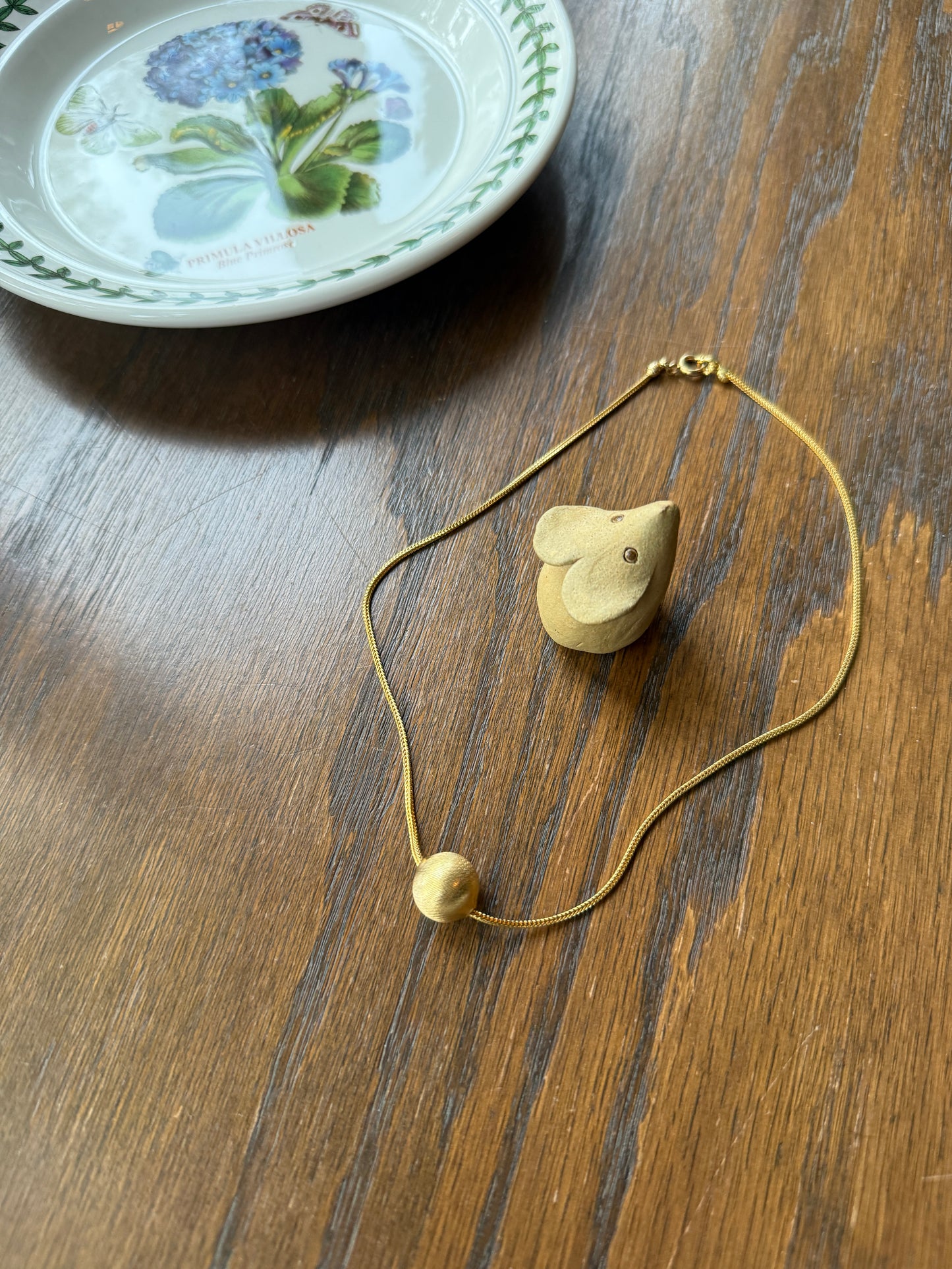 Retro Vintage Snake Chain Gold Plated Ball Sphere Pendant Short Necklace