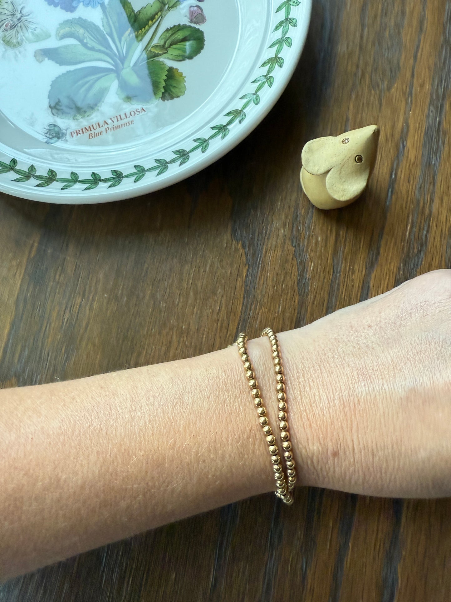 Vintage Mini Gold Filled Bead Pearl Chain Bracelet or Extender / Connector