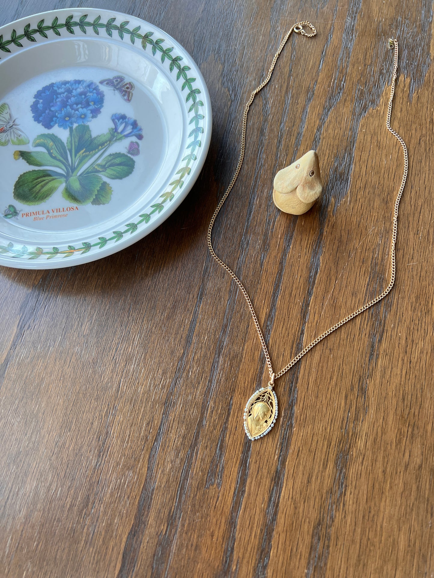 French ANTIQUE Religious Medal Art Nouveau 18k Gold Seed Pearl Halo Virgin Mary St. Therese Roses Pendant