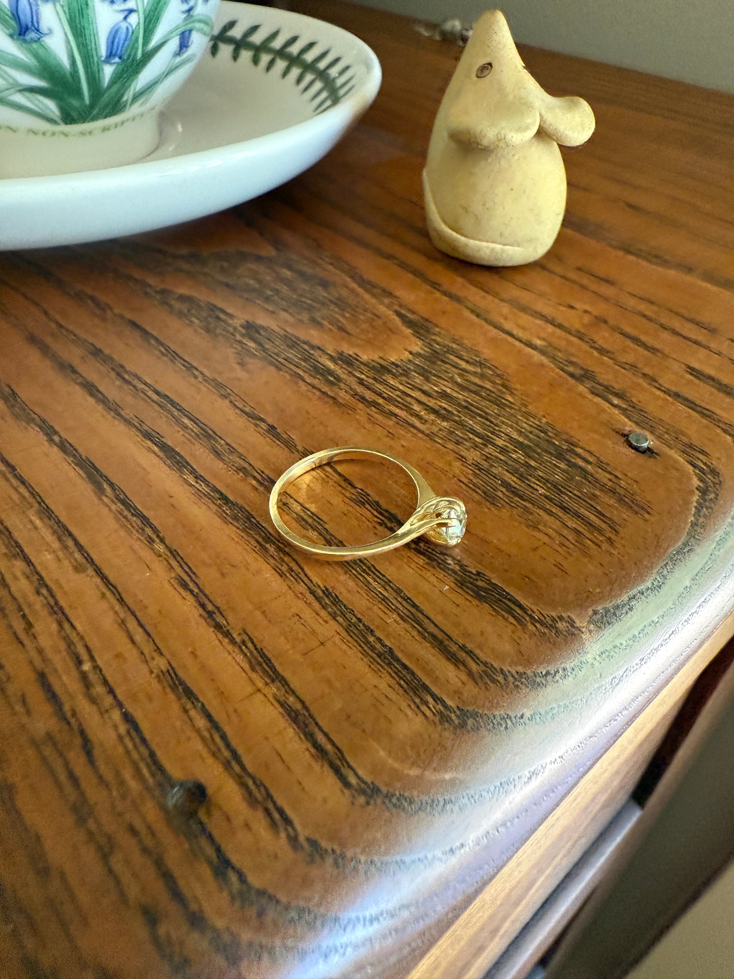 Antique .5 Carat Eye Clean Old Mine Cut Diamond 18k Gold French Swirl Setting Engagement Ring Solitaire