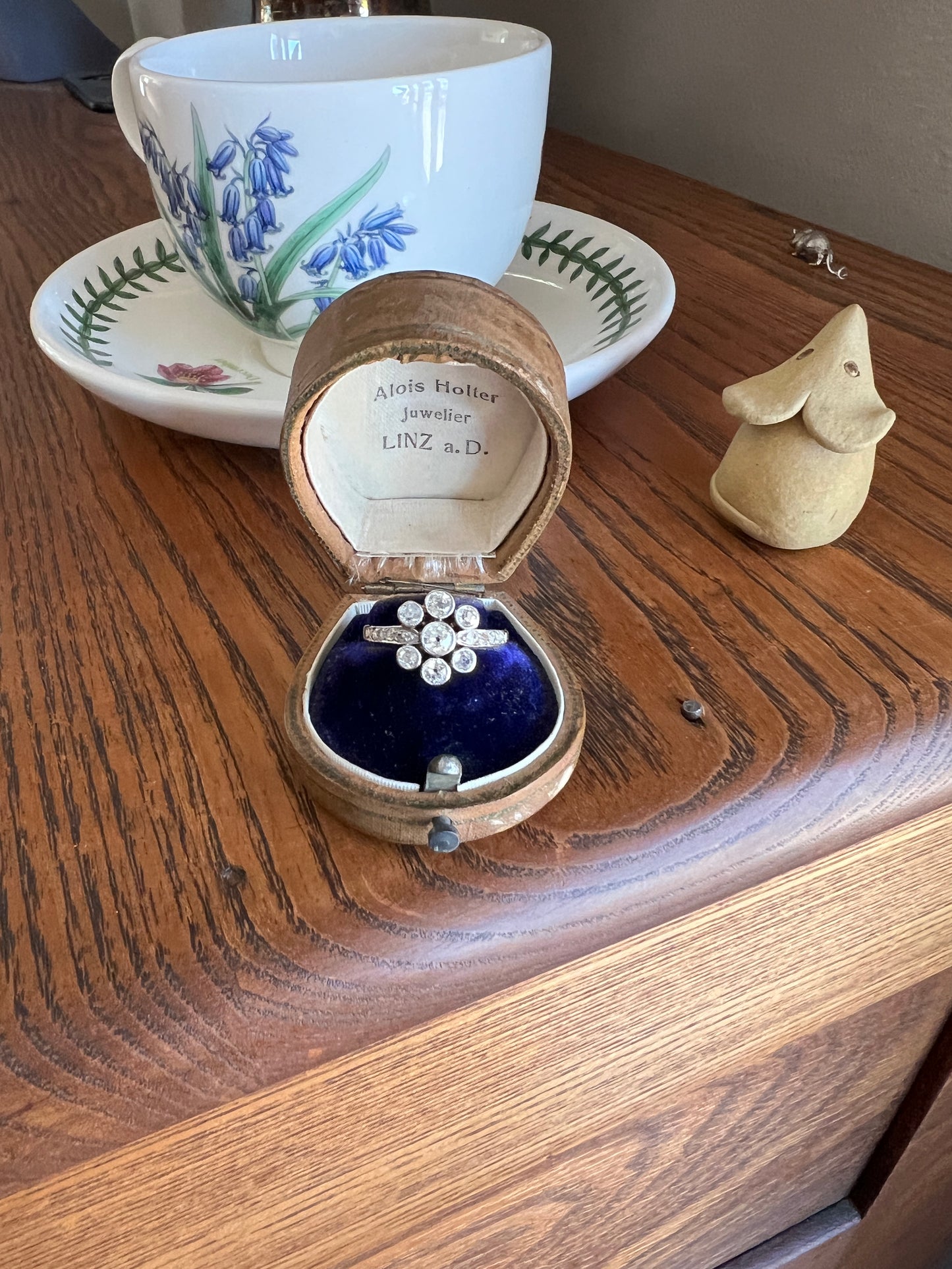 Unique 1 Carat Antique Rose & Old Mine Cut DIAMOND Seven Stone Cluster Ring 18k White Gold French Art Deco Bezel Set Halo
