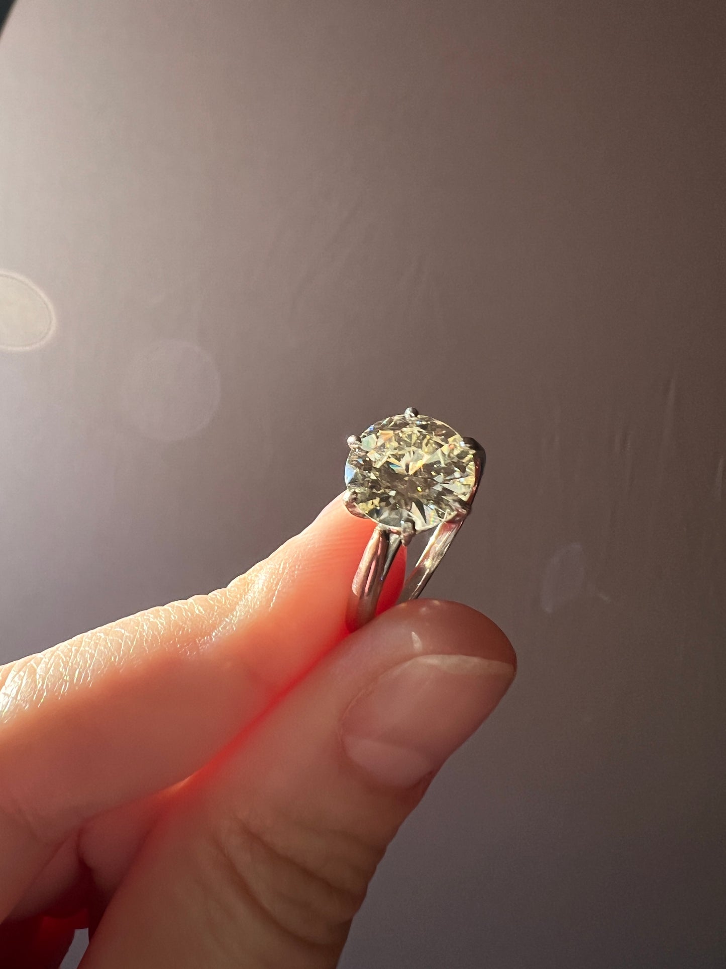 Exceptional French Vintage to Antique 2.3 CARAT Transitional Cut DIAMOND Eye Clean Solitaire Engagement Ring 18k White Gold Fiery Stacker