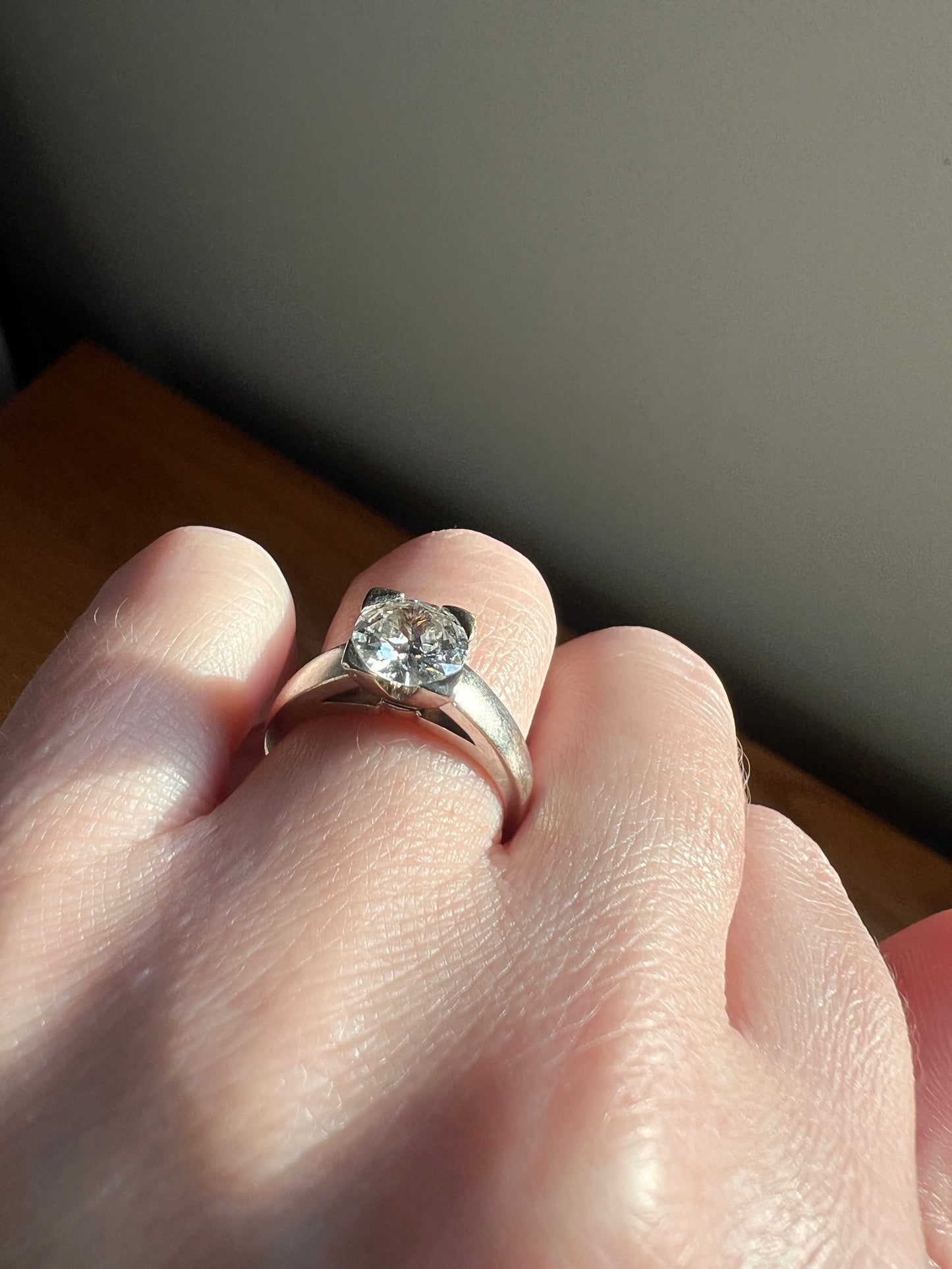 Chunky Antique 1.1 CARAT Eye CLEAN Old European Cut DIAMOND Square Setting Solitaire Engagement Ring 18k White Gold