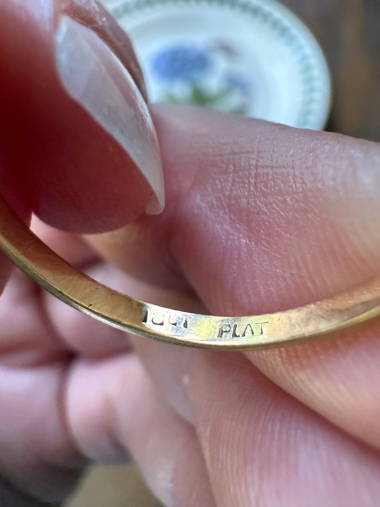 TALL Antique 0.6 Ctw Five Stone Old Mine Cut Diamond 18k Gold Platinum Band OMC Champagne