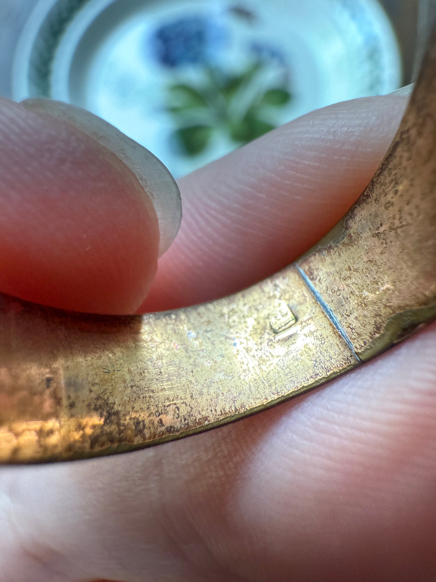 AMITIE French "Friendship" Gold Filled Wide Band Betrothal Ring Traditional Engagement Unique Stacker Enamel