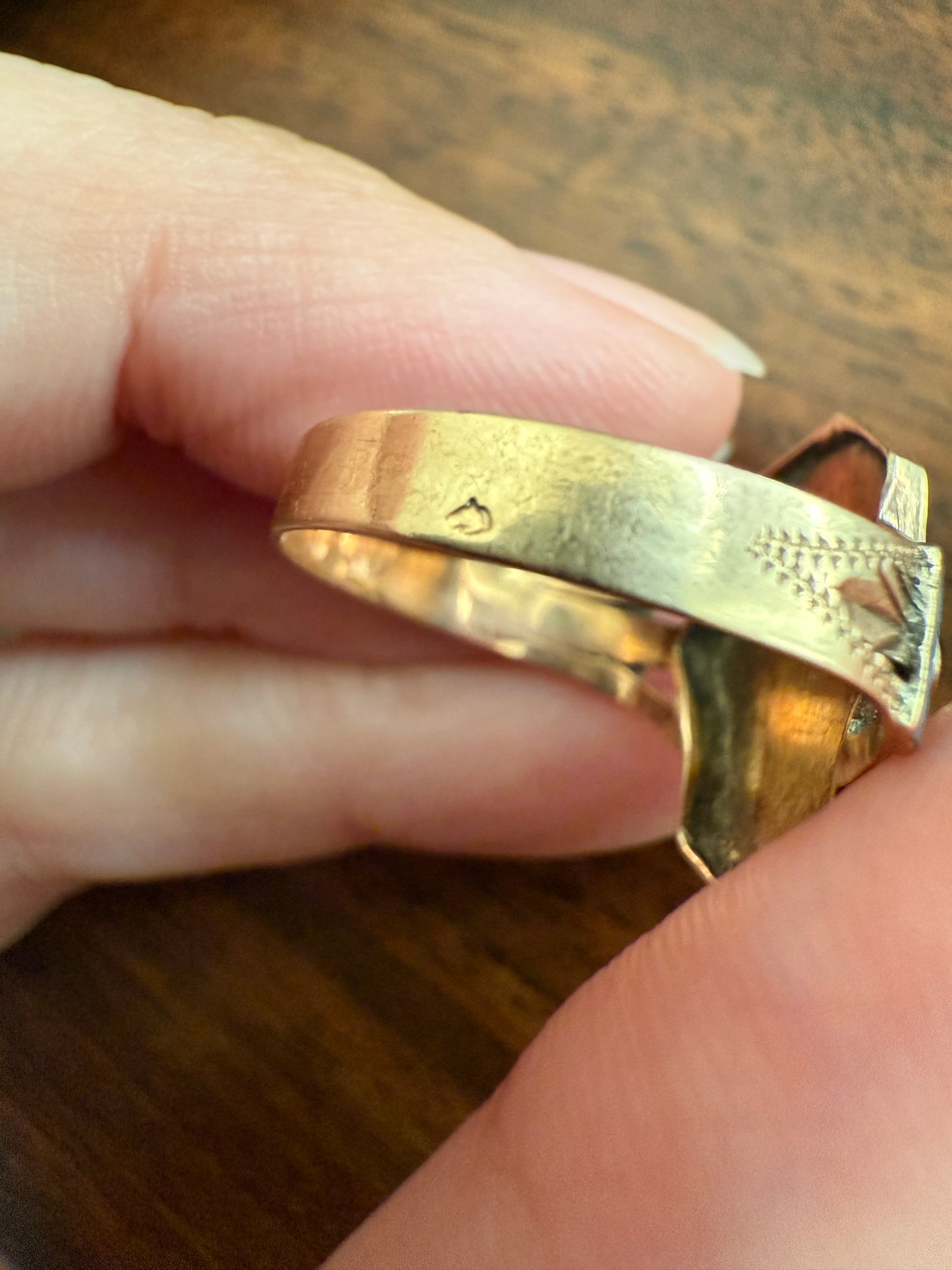 R is For Ricordo (Remembrance / Souvenir) or ? Love Band 14k Gold Antique Victorian Ring Black Blue Enamel Shield Signet Letter Initial