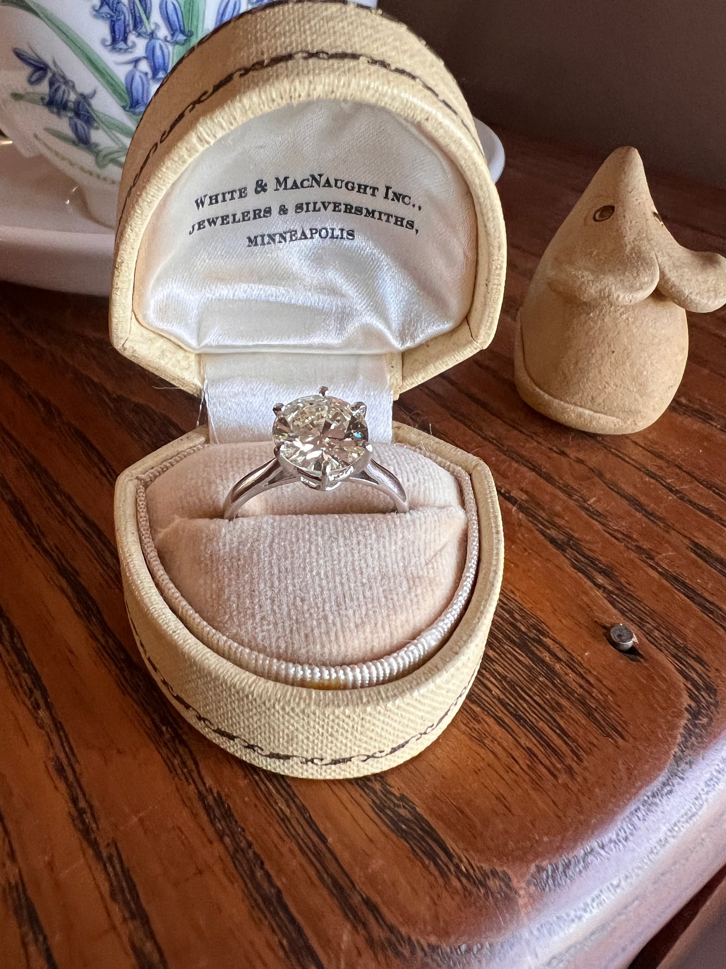 Exceptional French Vintage to Antique 2.3 CARAT Transitional Cut DIAMOND Eye Clean Solitaire Engagement Ring 18k White Gold Fiery Stacker