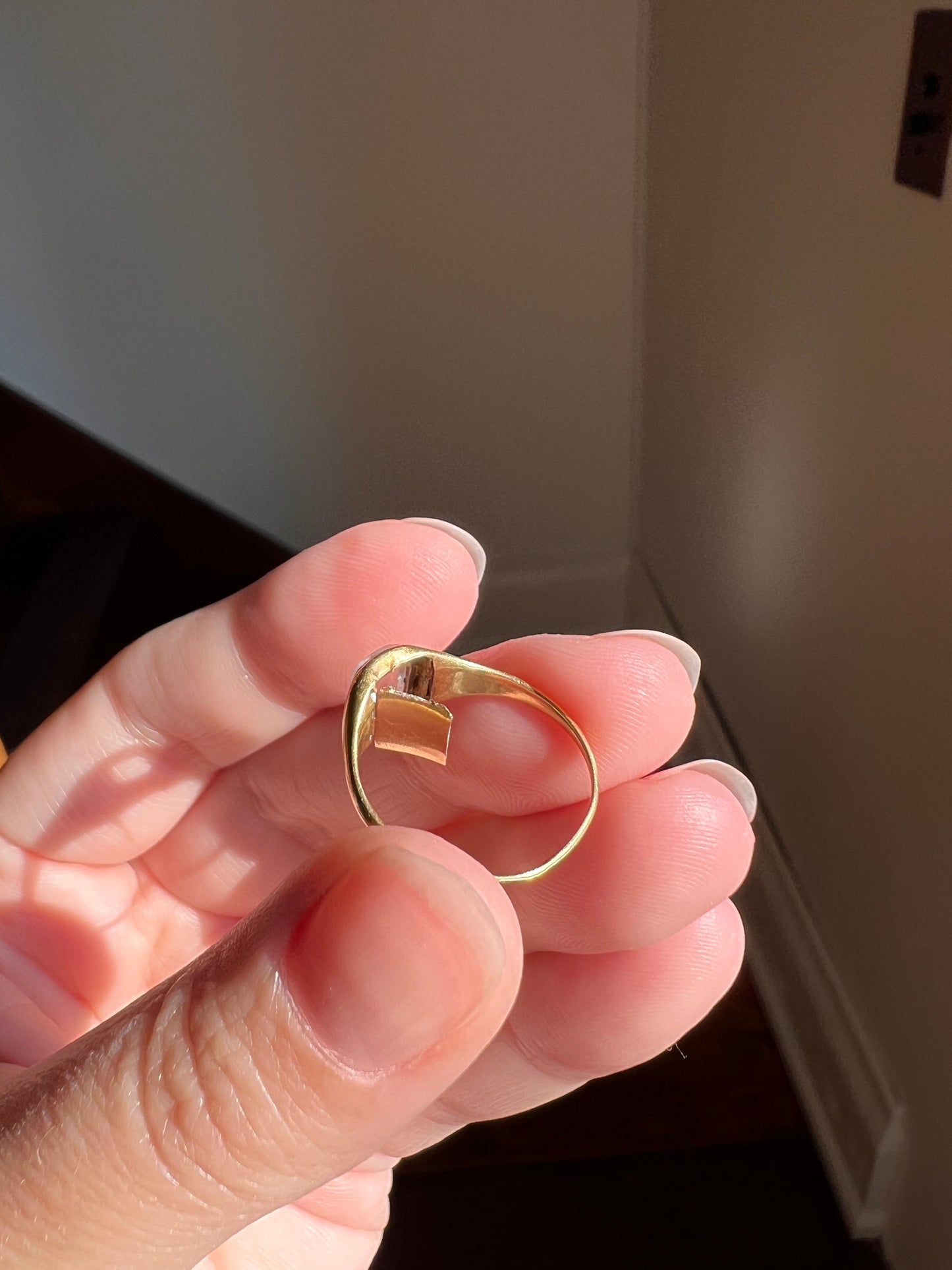 LOCKET Back Ring 18k Gold Quartz Rock Crystal Beveled Frame French Antique Georgian OPENS Hinged Compartment
