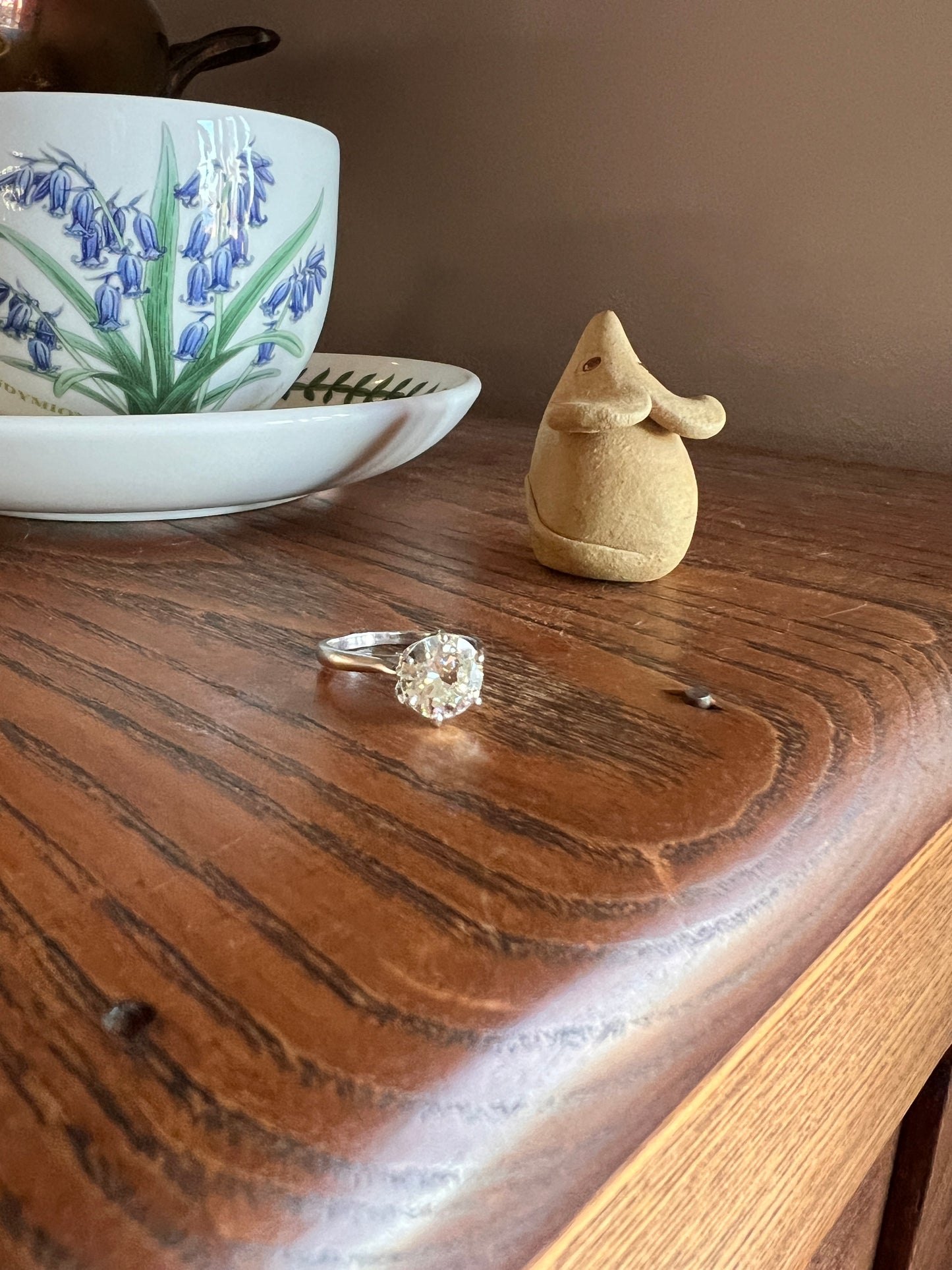 Exceptional French Vintage to Antique 2.3 CARAT Transitional Cut DIAMOND Eye Clean Solitaire Engagement Ring 18k White Gold Fiery Stacker